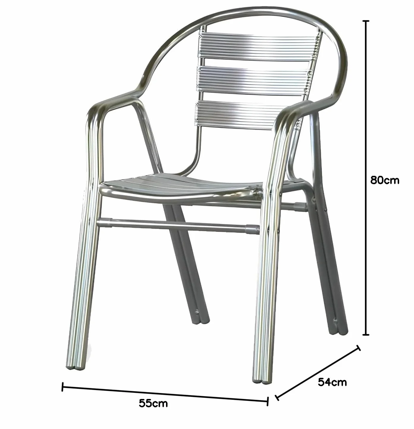 MBH – Silla de Aluminio de Doble Tubo para hostelería. Silla Industrial para terraza Exterior e Interior de Bar, Restaurante, Hotel y cafetería. Mobiliario hostelería (4 Unidades).