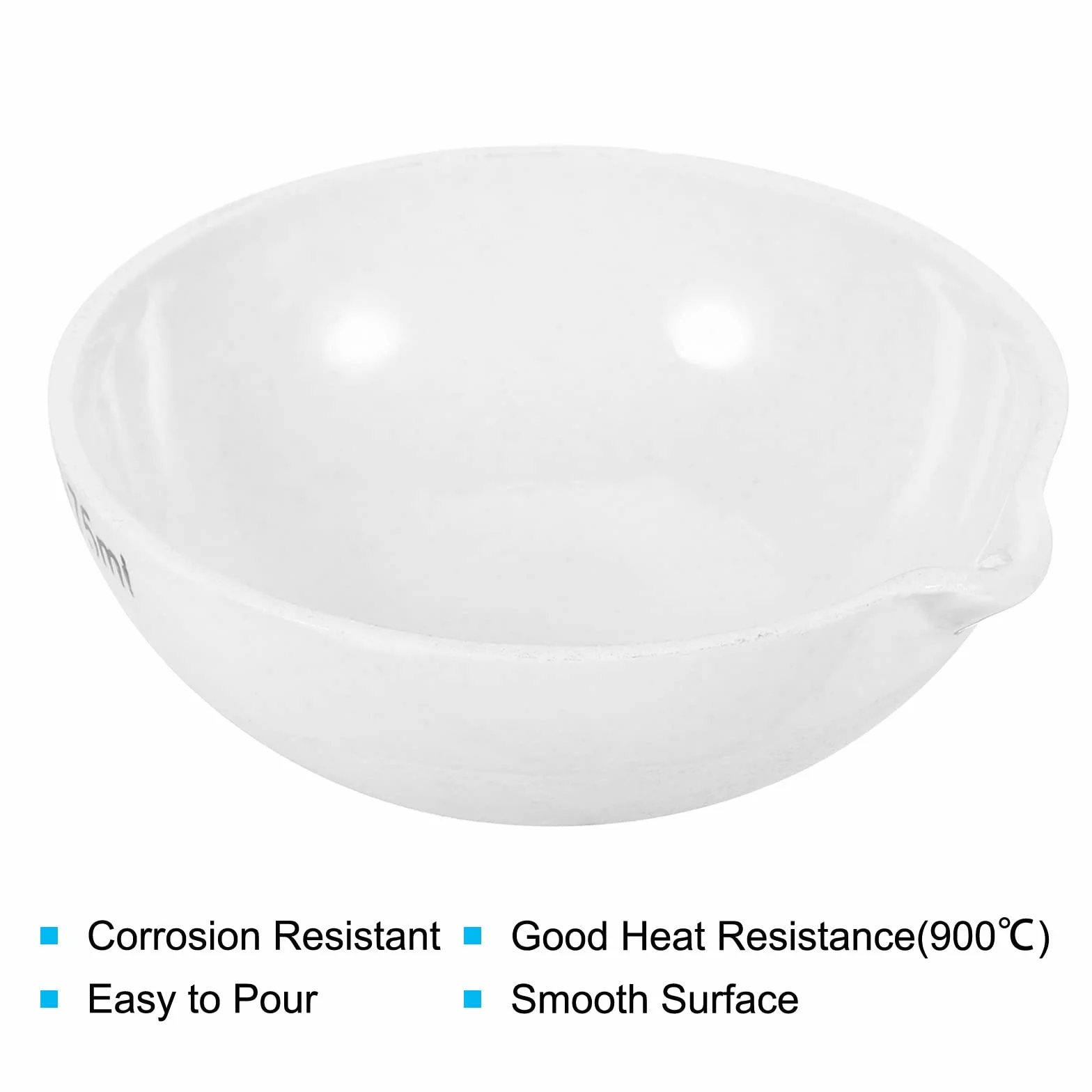 PATIKIL 75ml Porcelana Crisol Plato Cerámica Evaporación Cuenco Copa Olla para Derretir Fundición Refinación