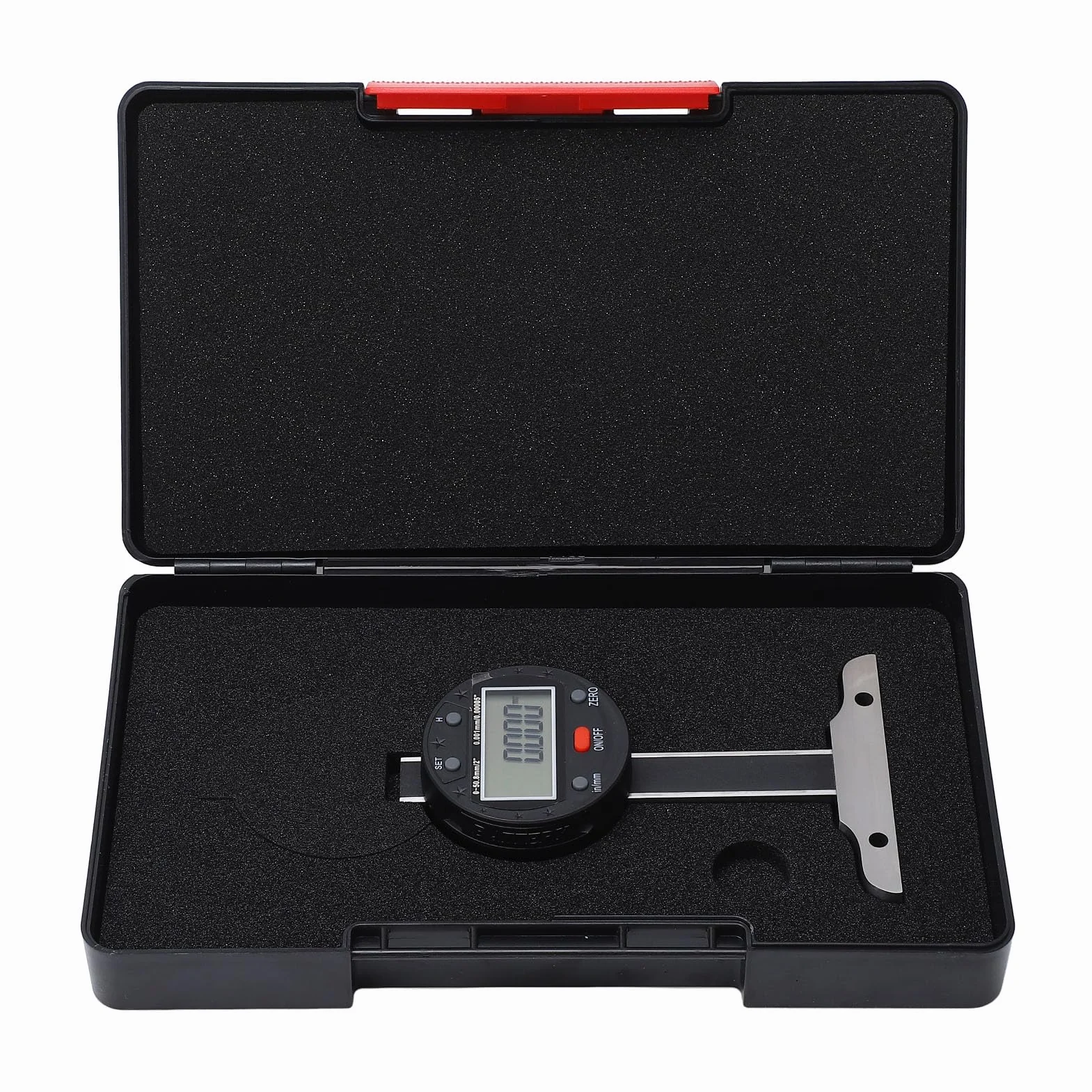 Medidor de profundidad digital LCD 0-50,8 mm USB base de acero aleado