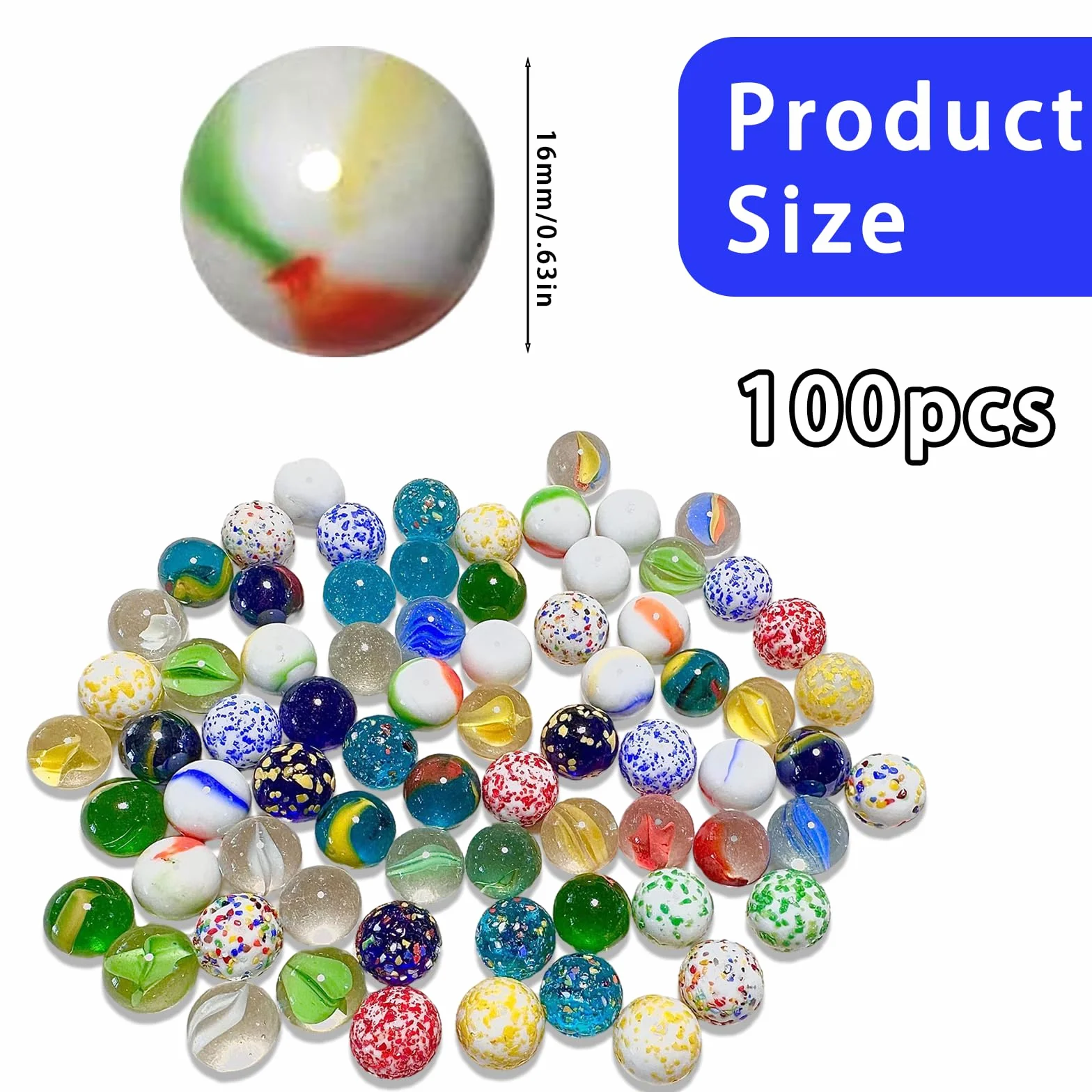 Canicas de Cristal 16 mm, Coloridas, Juego de Canicas con Patrones Únicos para Fiesta, Decoración, Regalo