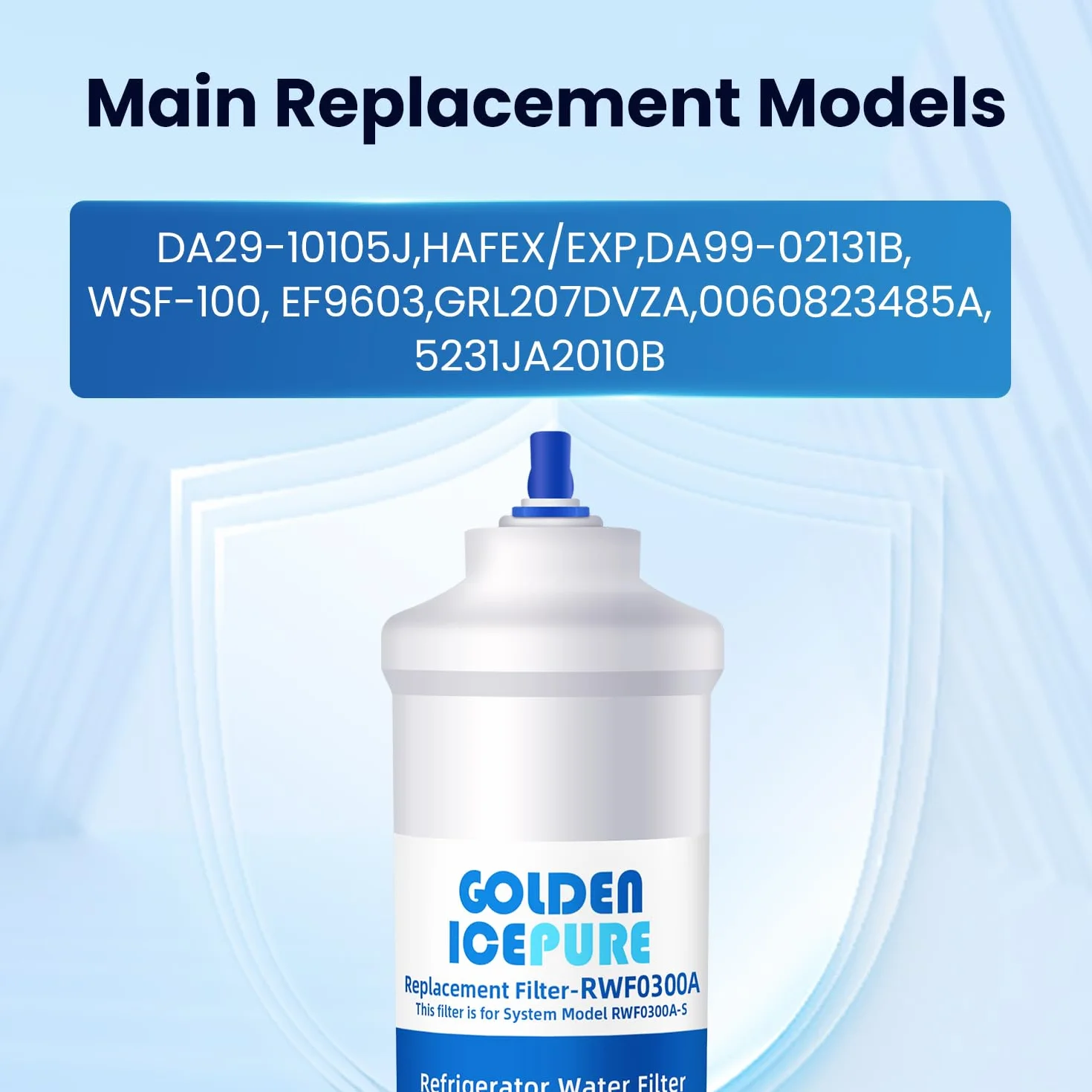 GOLDEN ICEPURE Filtro de agua para refrigerador Compatible Con Samsung DA29-10105J, DA99-02131B, WSF-100, EF9603, HAIER LG, 2 piezas