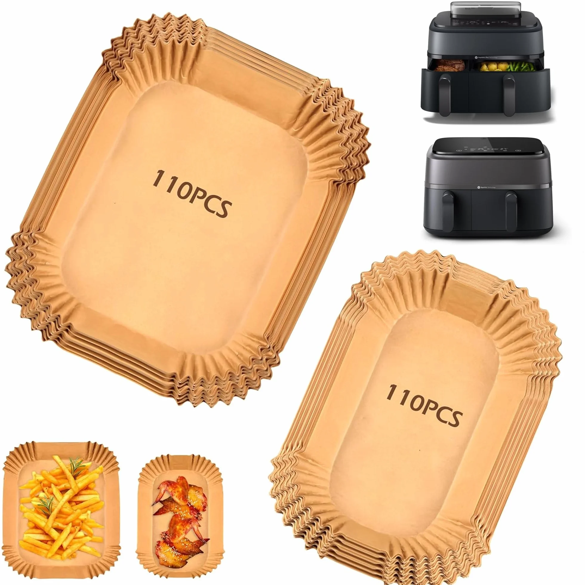 220 unidades de papel de horno Airfryer para Philips Dual Basket Airfryer serie 3000 6L/3L, serie 5000 6L/3L, accesorios para freidora de aire caliente Philips NA350/00 NA550/00, accesorios Air