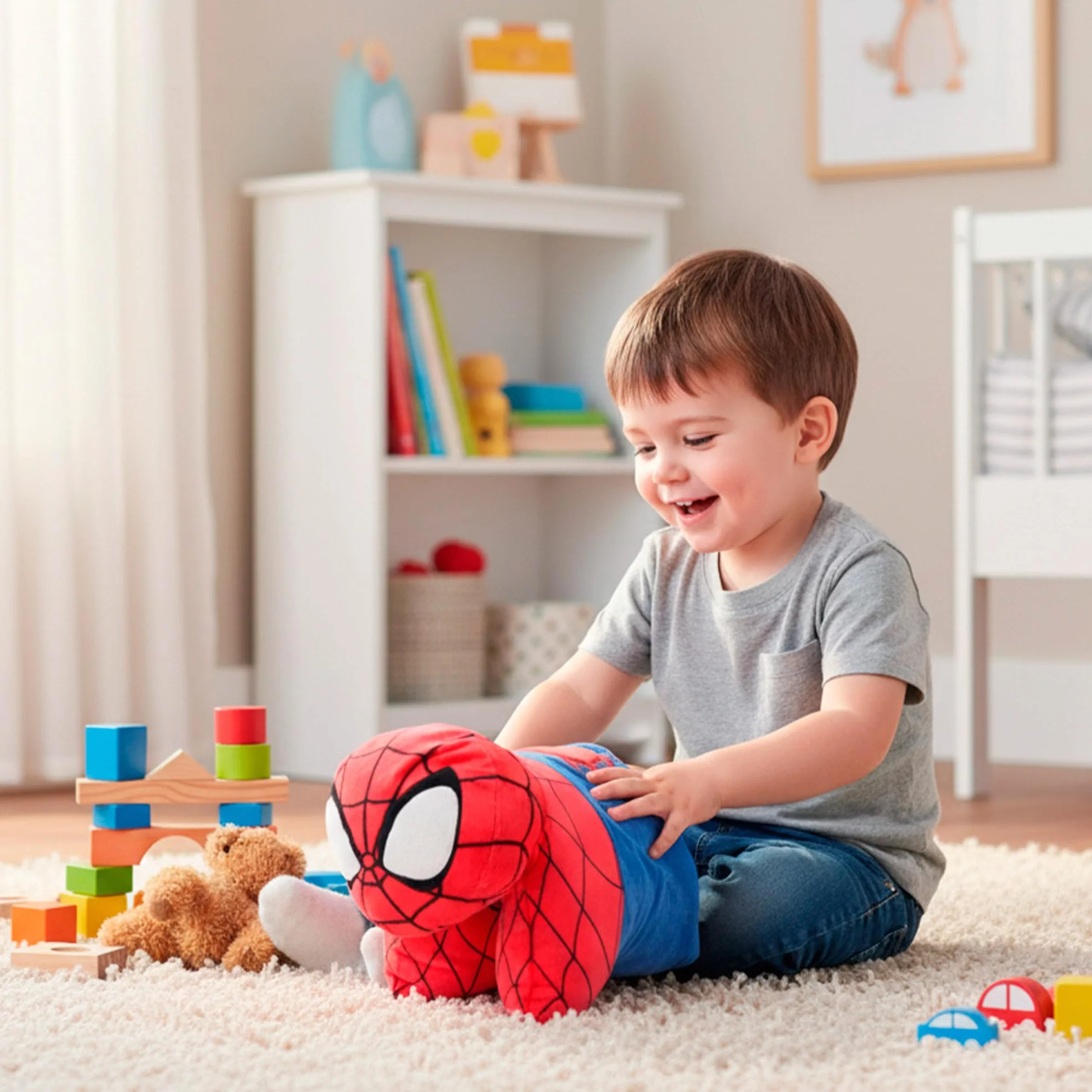 COLORBABY Spider-Man Cojín Infantil 45x28 cm Peluche Almohada 2 en 1 Azul Rojo Poliéster