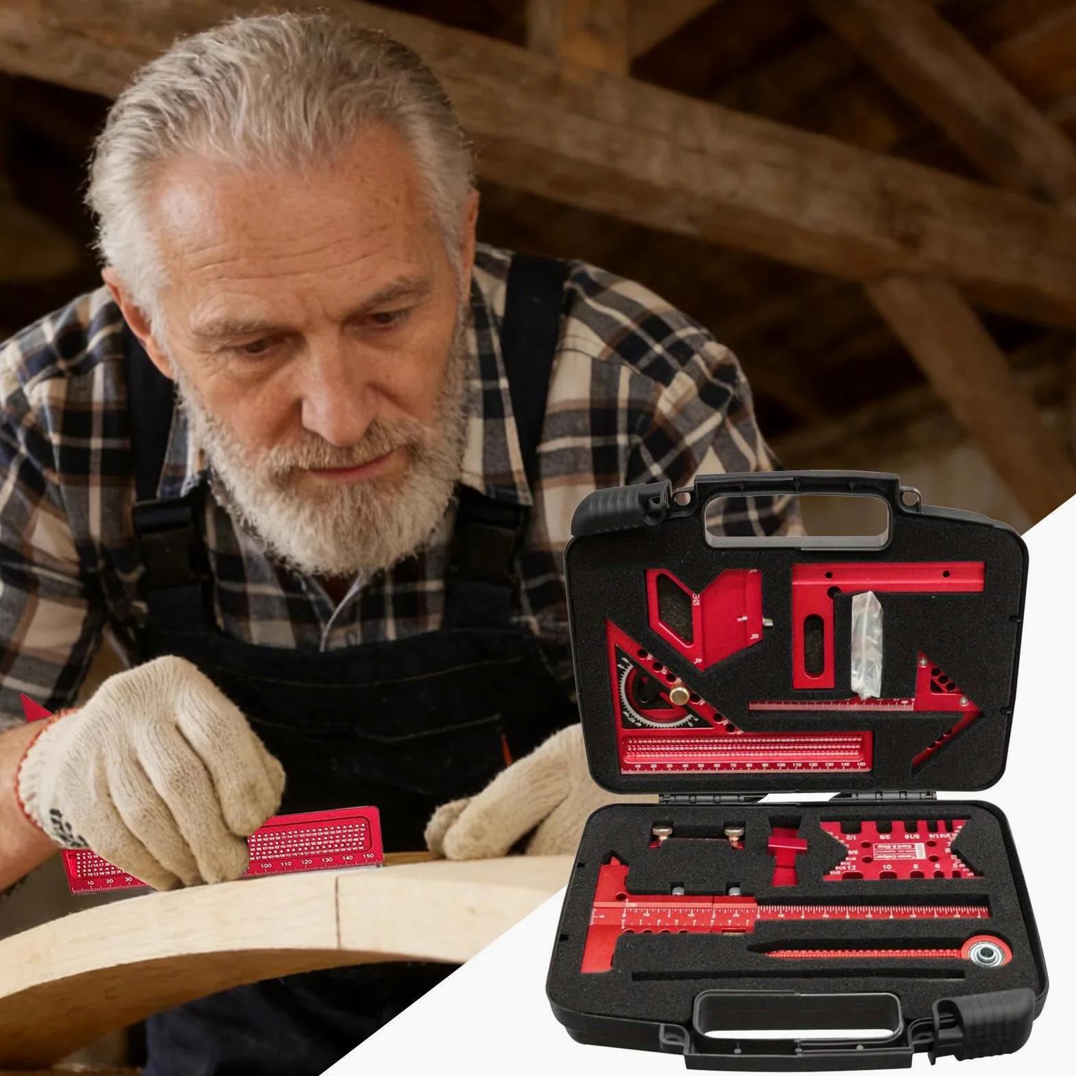Escuadras De Carpintería Herramienta de Mediciones para Carpintería de 9 | Kit De Escuadra Angular De Precisión para Proyectos de Construcción Bricolaje Carpintería