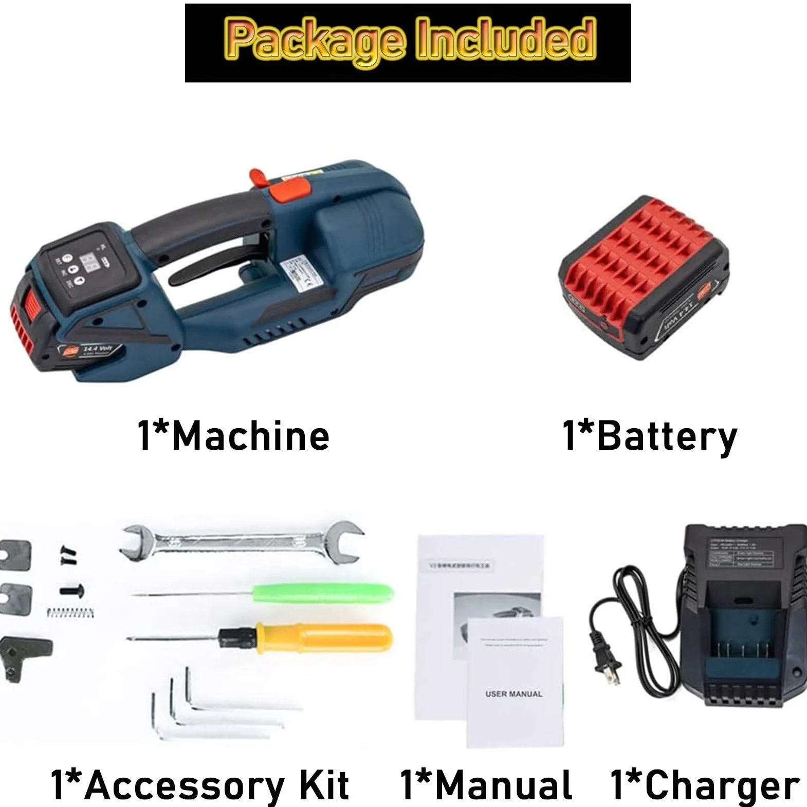 RayGenius Flejadoras EléCtricas AutomáTicas, Flejadoras Manuales, Flejes Pet/Pte De 13-19 Mm, Flejadoras EléCtricas para Embalajes Fijos,2Battery