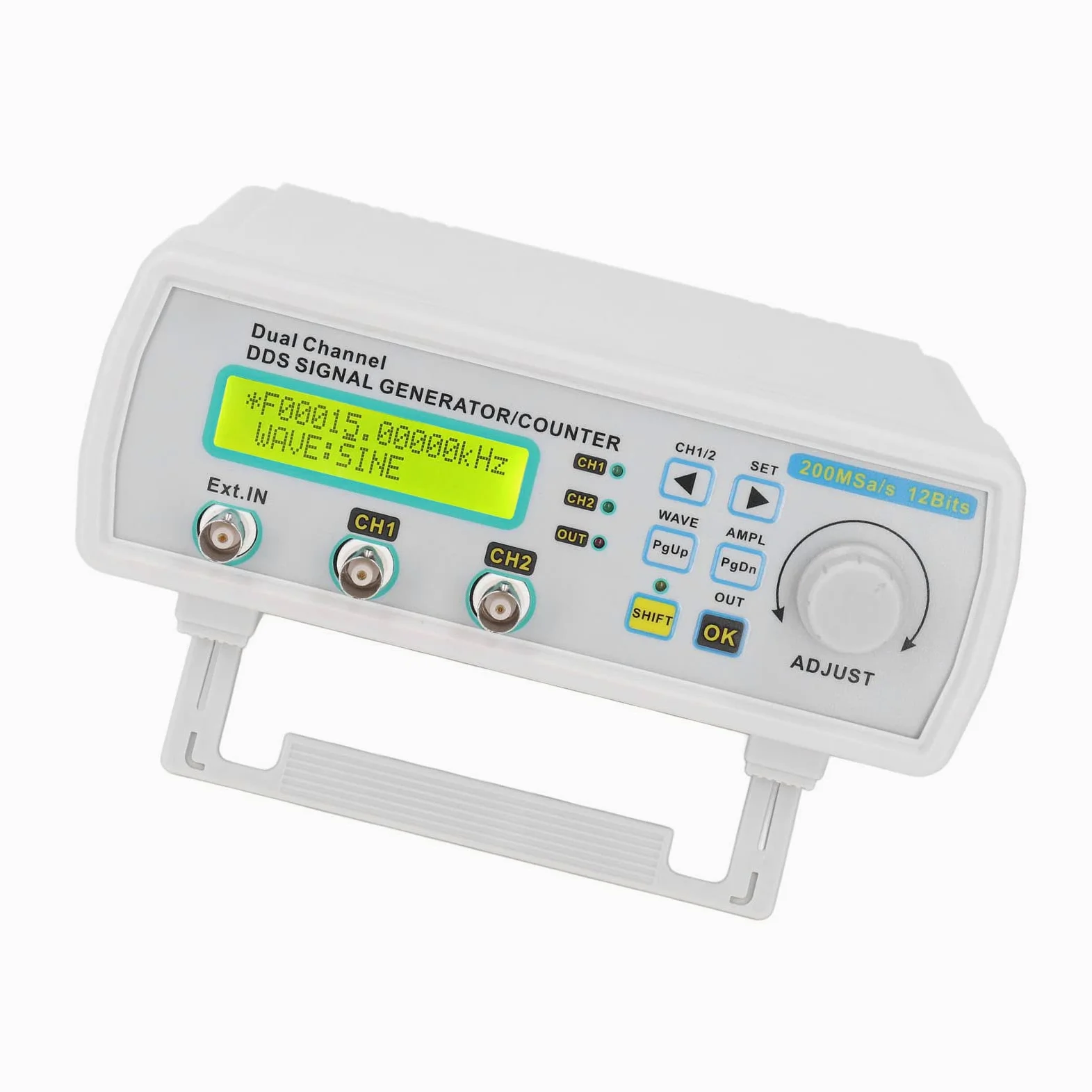 Gonetre Contador de Generador de Señal DDS, Generador de Función de Forma de Onda Arbitraria de Doble Canal de 25MHz (Enchufe europeo 100-240V) | Forma de Onda Programable de 2 Canales, Amplitud de 20 Vpp, Medición de Frecuencia, 16 Formas de Onda de Usua