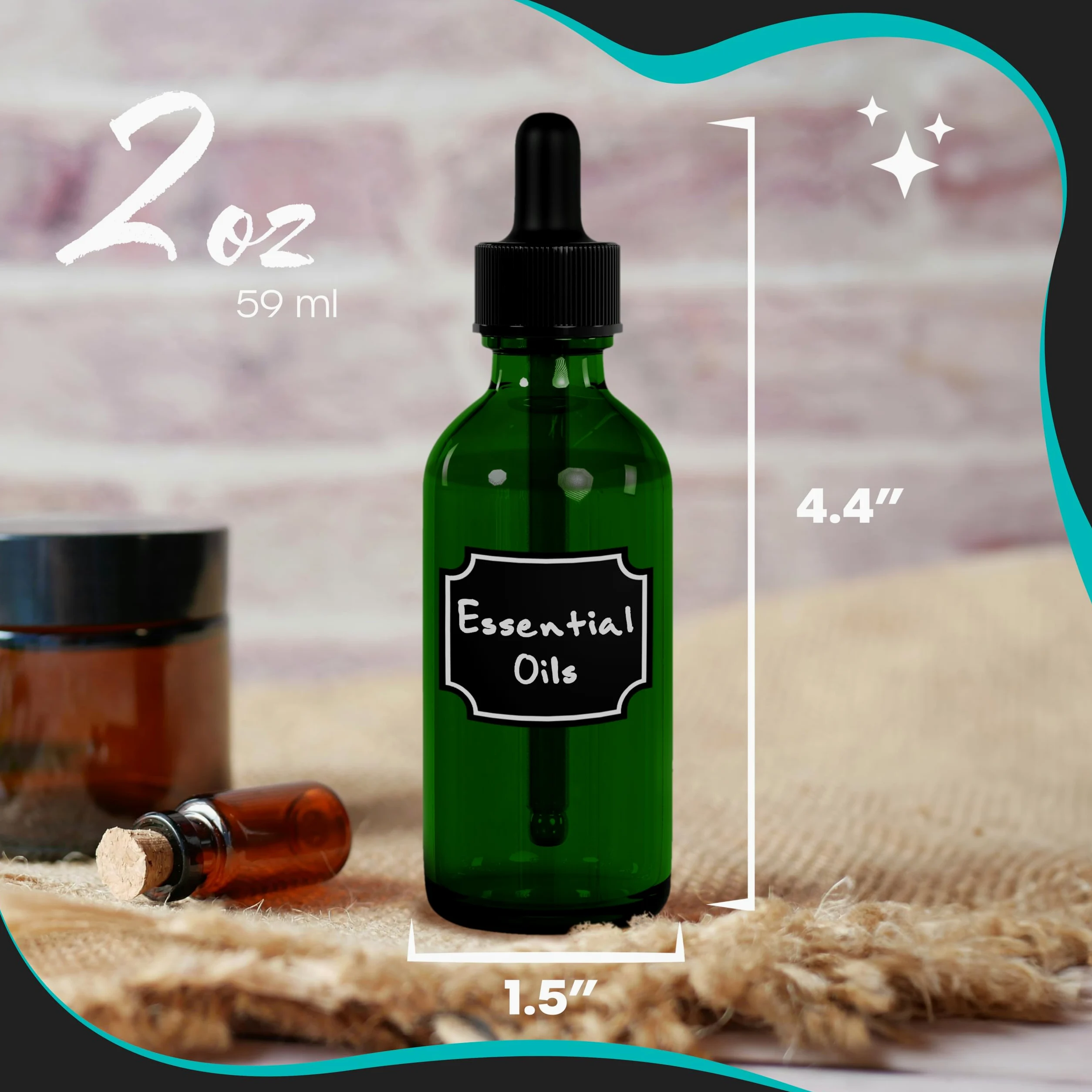 Nevlers 24 botellas cuentagotas de vidrio verde de 2 onzas, botella de vidrio pequeña de succión firme sin fugas con cuentagotas versátil, botellas de tintura, botella cuentagotas de medicamentos,