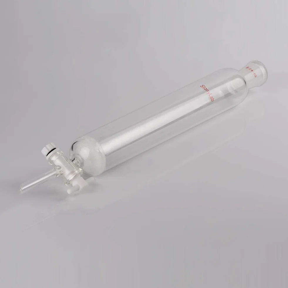 stonylab Columna de Cromatografía de Vidrio de Borosilicato, Chromatography Column Junta de 24/40 con Disco Fritado y Llave de Paso PTFE, 300 mm Longitud Efectiva y 50 mm O.D de Columna