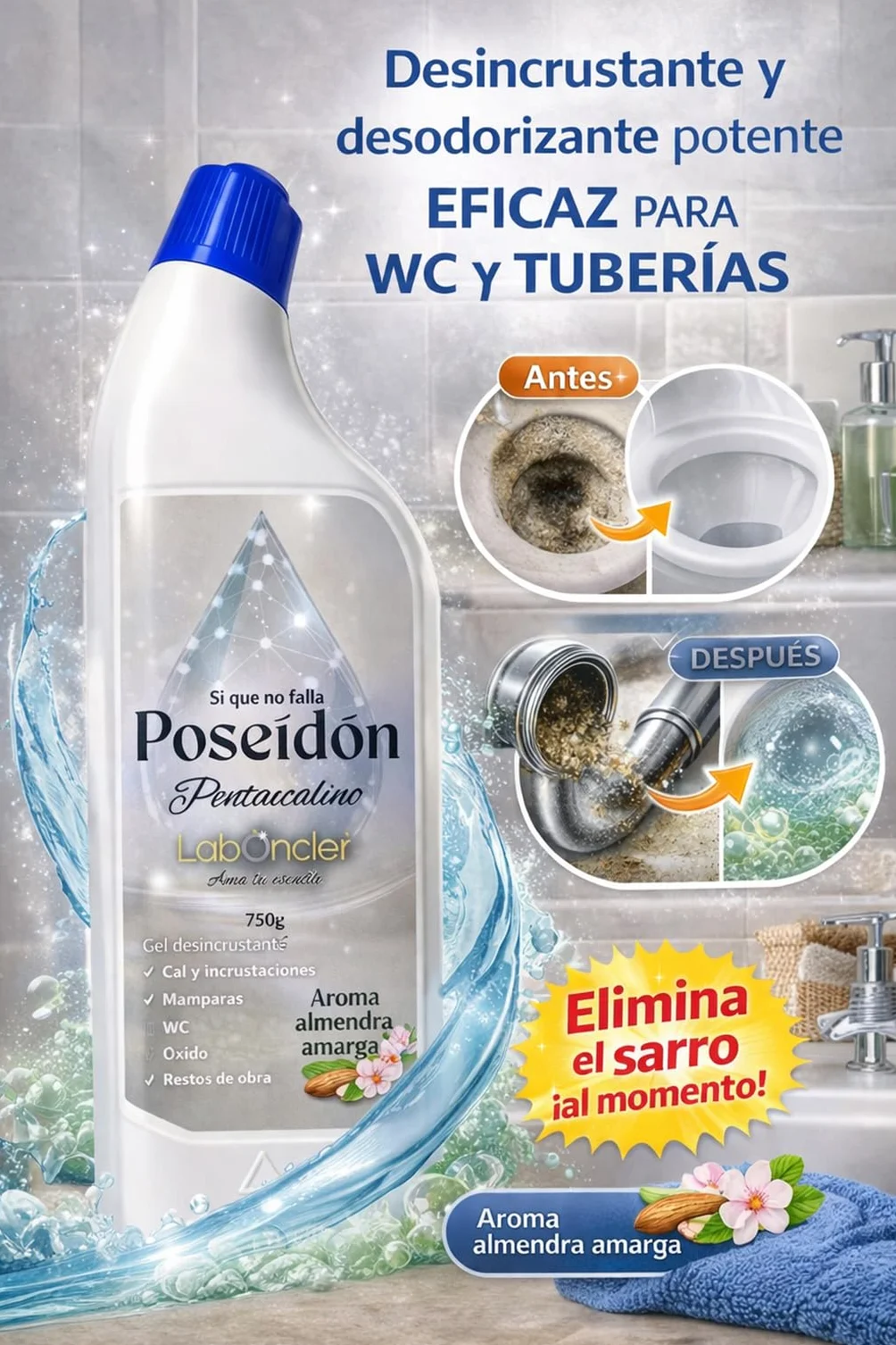 POSEIDON Gel Desincrustante Antical WC Sanitarios 750g