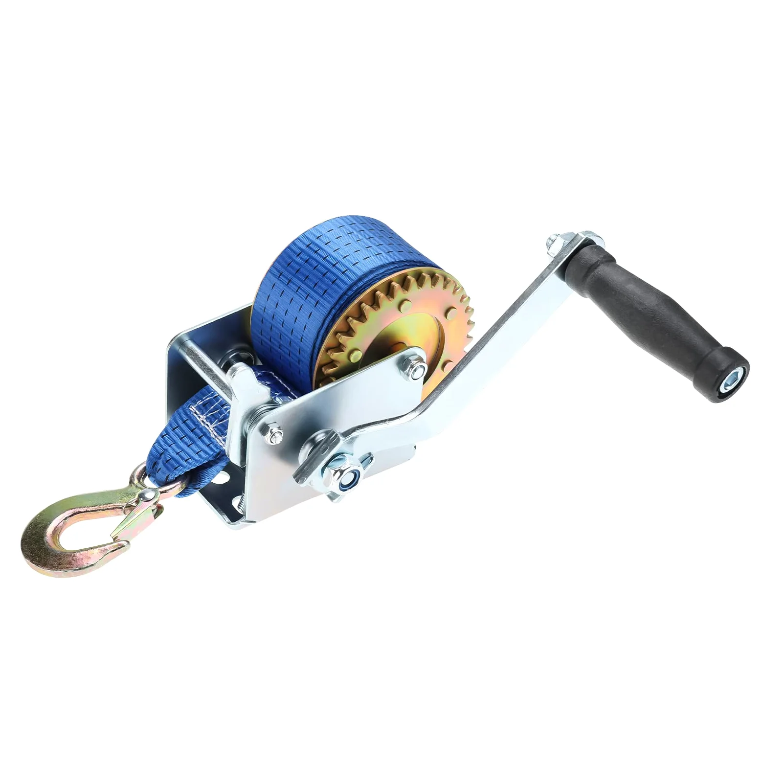 Cabrestante de mano de 272 kg, resistente, correa de poliéster con gancho, para ATV, barco, remolque marino
