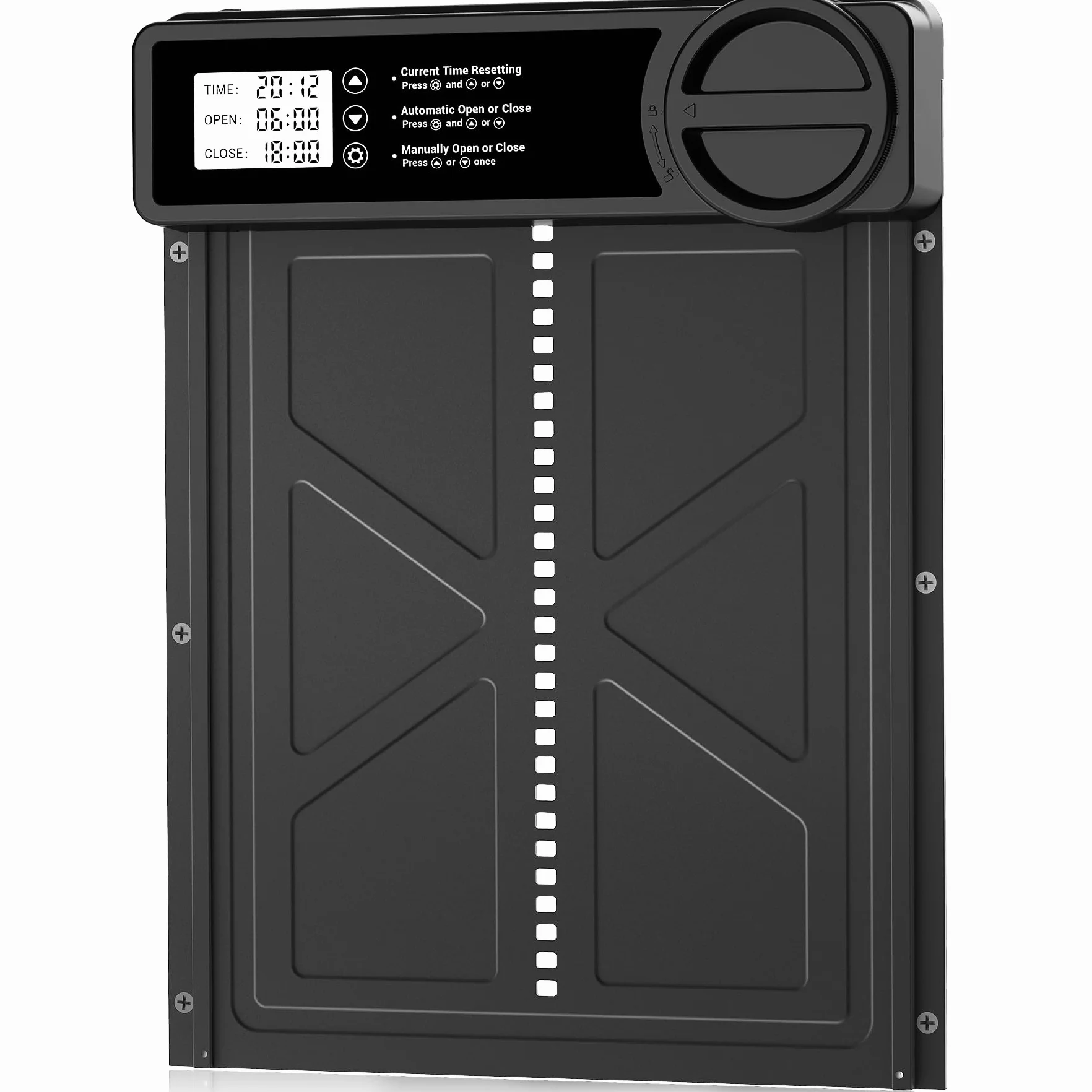 INNOLAND Puerta Gallinero Automática Grande con Pantalla LCD, Aluminio, Anti-atrapamiento, Alimentada por Batería