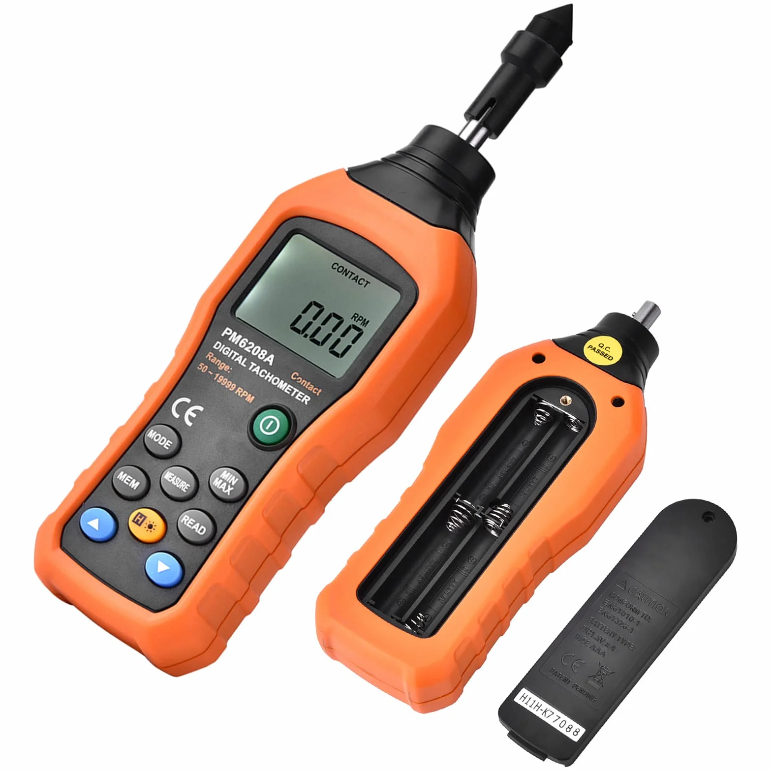 PEAKMETER PM6208A Medidor de tacómetro digital contacto Velocidad motor