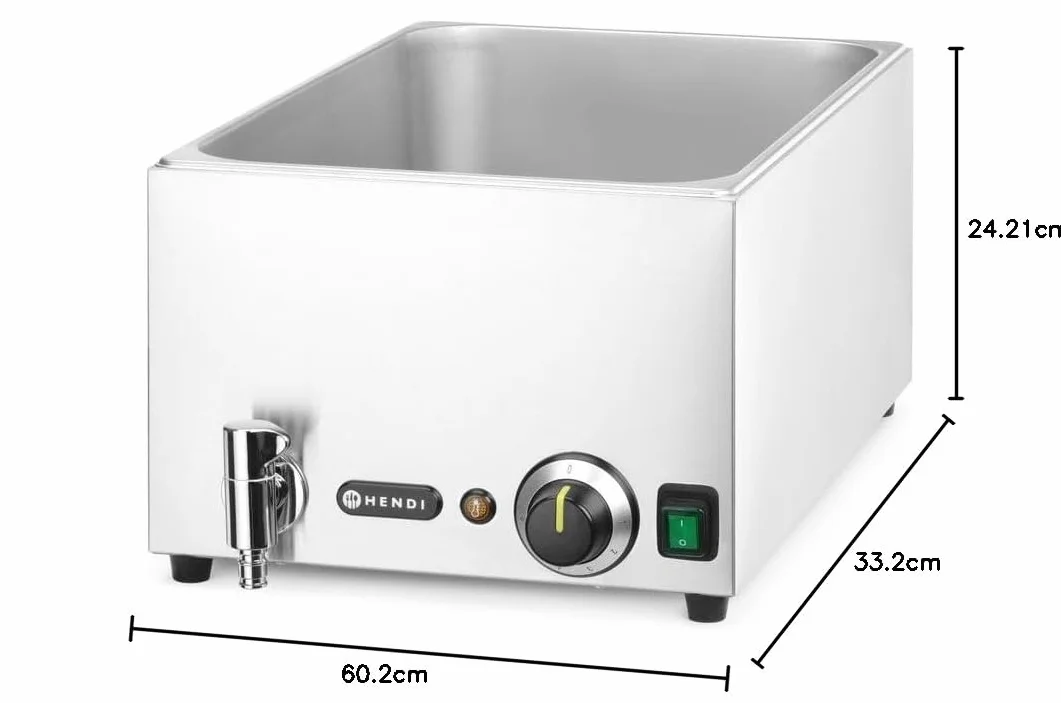 HENDI Baño María eléctrico 230V 1000W 19L acero inoxidable 605x332x242mm