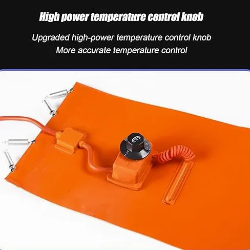 Genérico Calentador eléctrico Industrial de bidones con Cinta calefactora de Silicona para bidones de Aceite, Cubos, anticongelante, protección Ajustable, Calentador Industrial de Caucho de Silicona