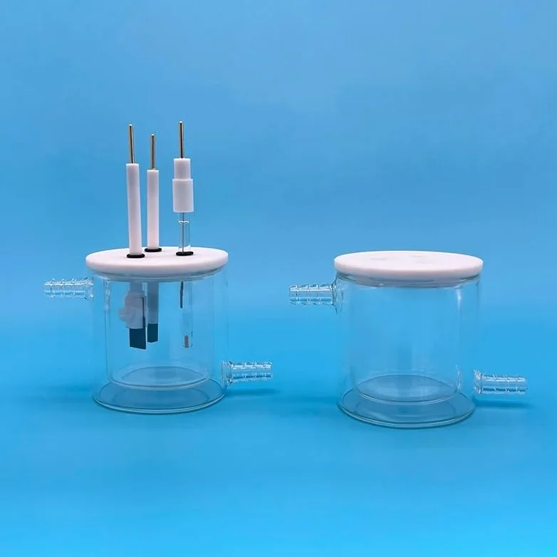 Celda electrolítica de doble capa con control de temperatura for sistema de 3 electrodos - Tanque de vidrio con cubierta de PTFE, 1 pieza(50ml)