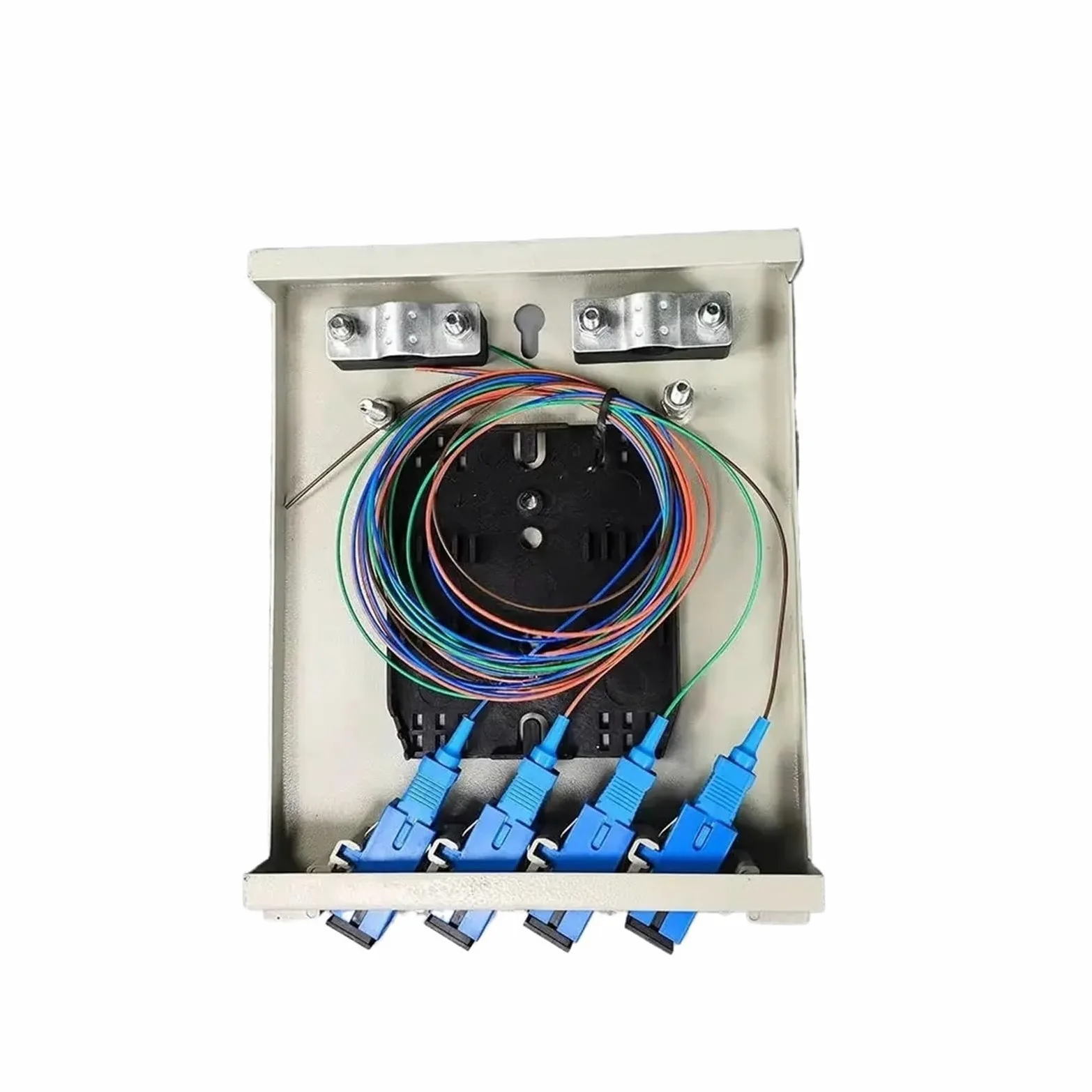 Caja de terminales fibra óptica FTTH 4 puertos | Adaptador SC LC(Flange and pigtail)