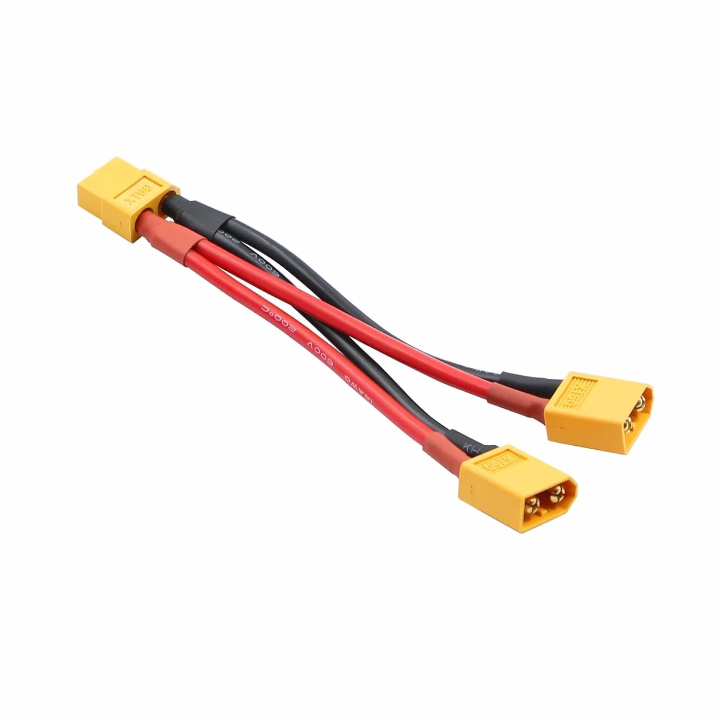 XT60 Adaptador de conector de batería paralelo Y Splitter 1 macho a 2 hembras Cable 14 AWG para RC Quadcopter
