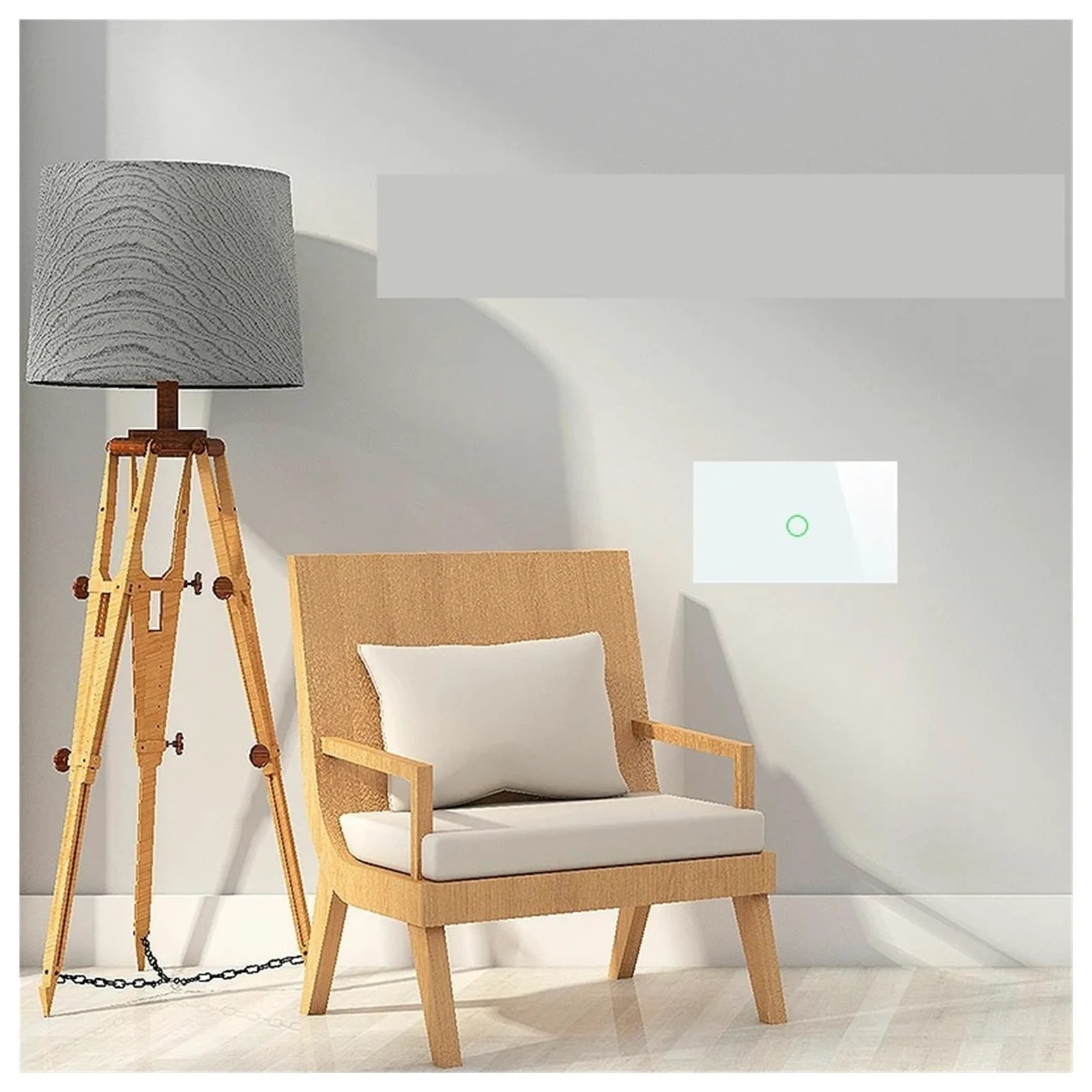Timbre de puerta con panel táctil de cristal, pantalla de reinicio, interruptor de pared.(Black)