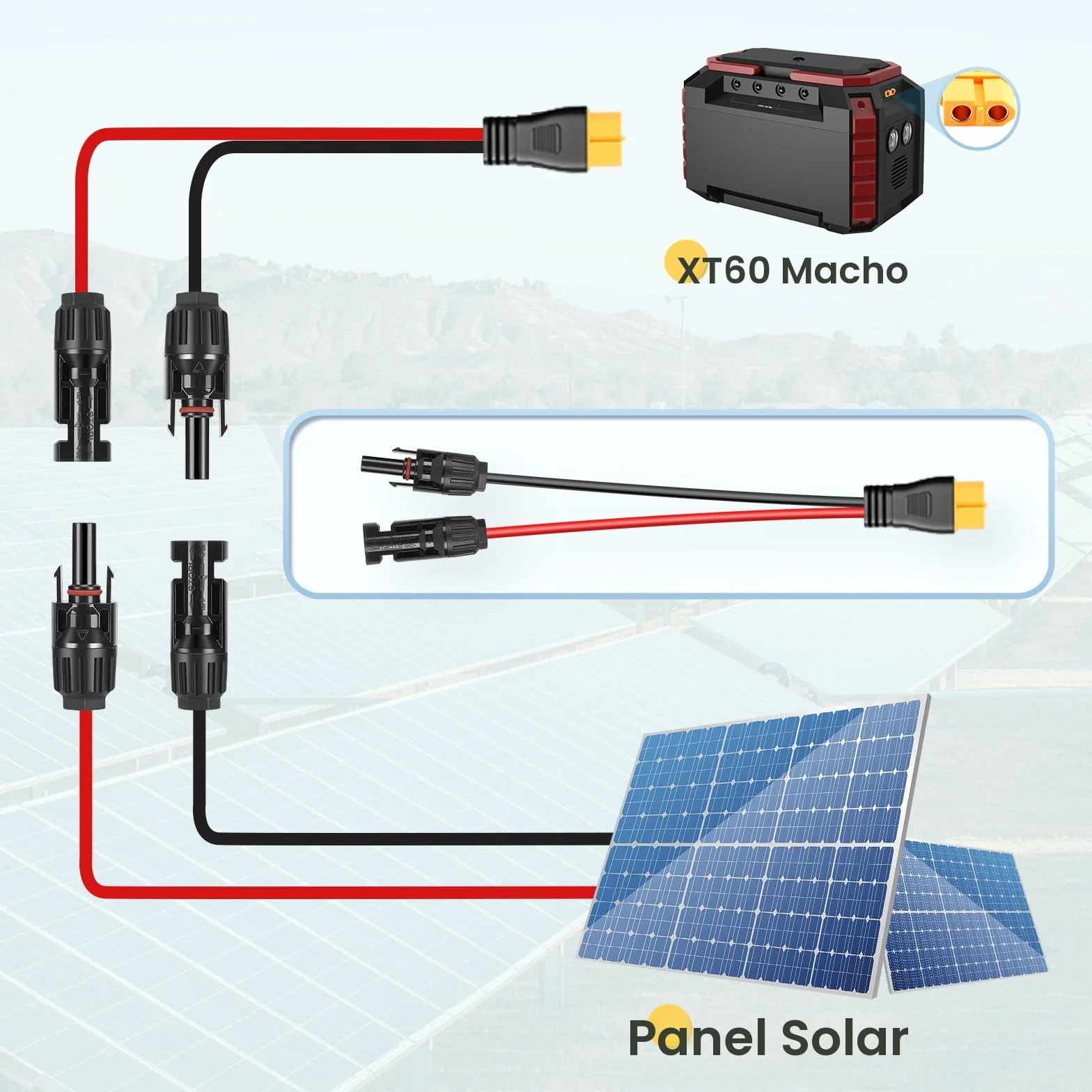 Thlevel Conector de Panel Solar XT60 Cable Adaptador 3 Metros 12AWG