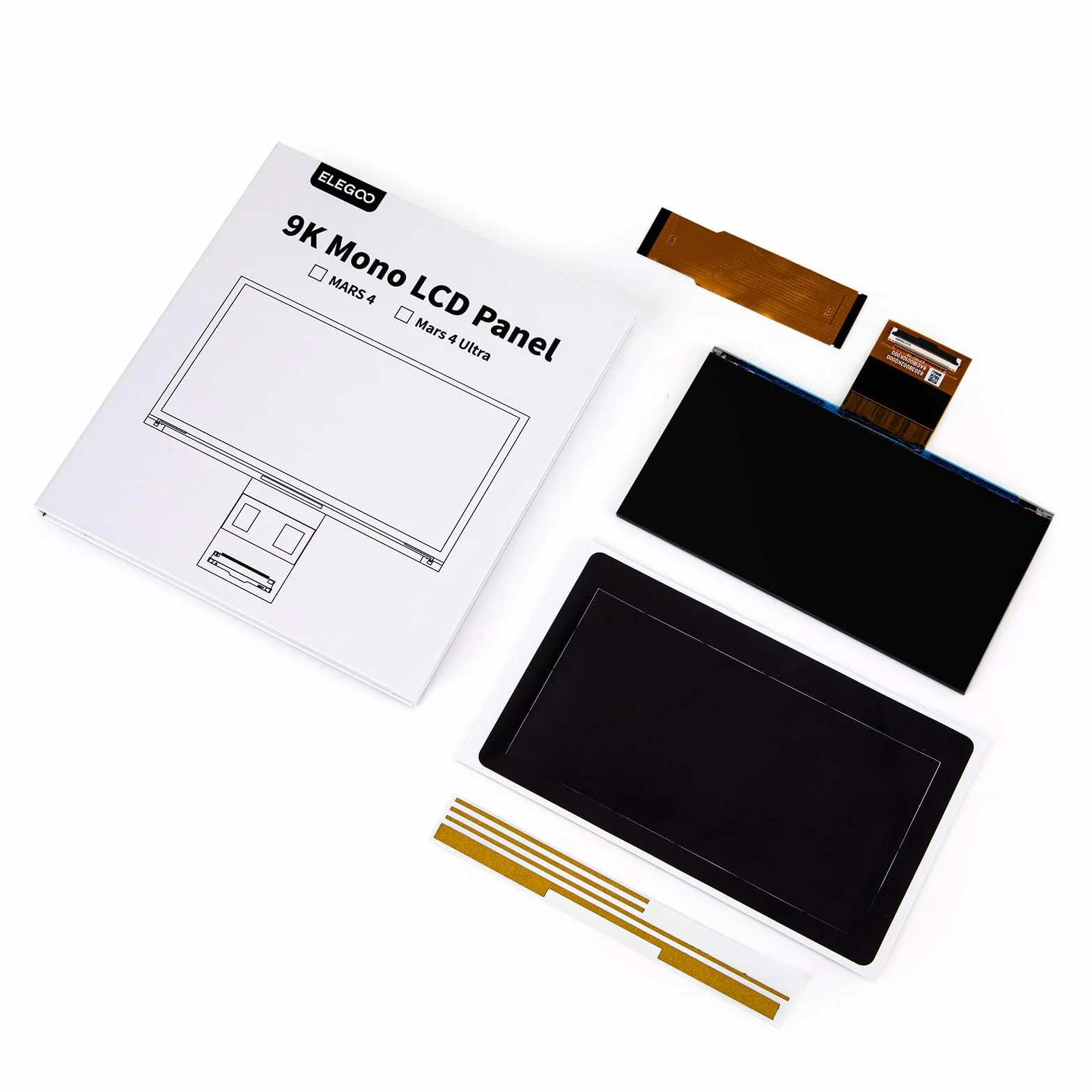 ELEGOO Pantalla LCD Monocromática de 7 Pulgadas 9K para Mars 4 Ultra | Resolución 8520 x 4320, Vidrio Templado 9H, Repuesto para Impresora 3D Resina Mars 4 Ultra