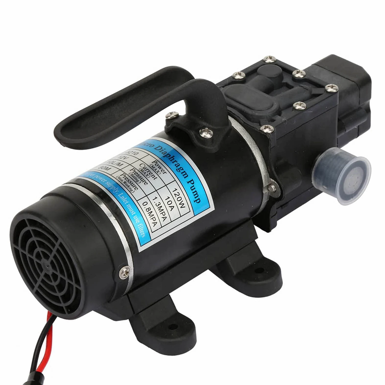 Bomba de Agua de Alta Presión 120W 10L/m 12V/24V Bomba de Agua Eléctrica Bomba de Diafragma Autocebante para Lavadora a Presión Sistemas de Riego Amantes del Jardín Artesanos (12V 3210YD-12-120FS)