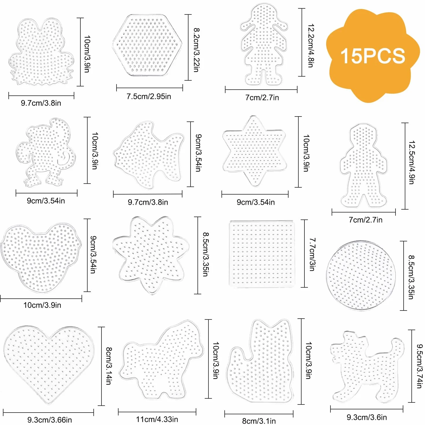 Beads Plantilla 15 Piezas Animal Perlas para Planchar Placas de Cuentas Tablas Juego Creativo Set