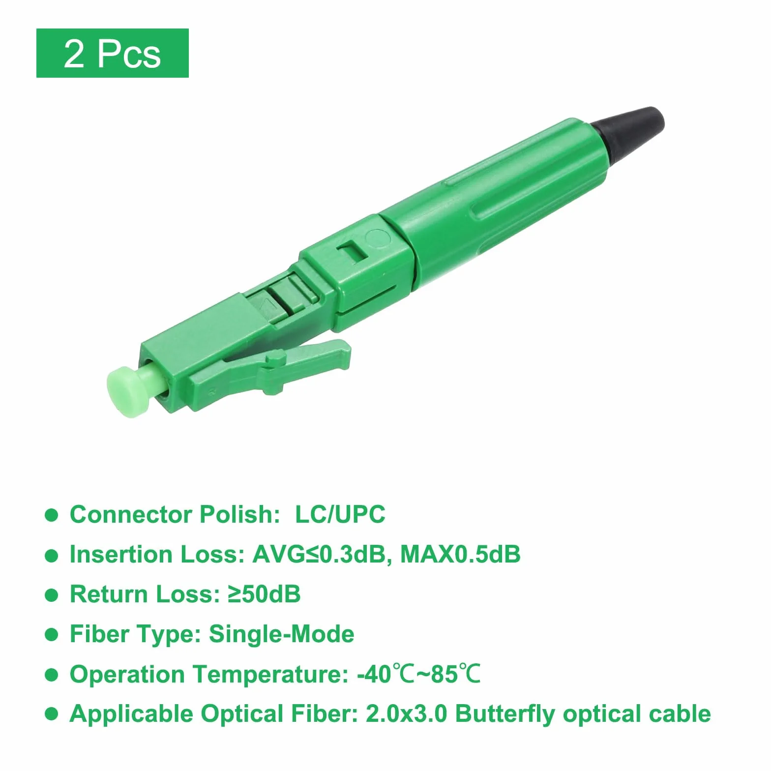 QUARKZMAN LC/APC Fibra Óptica Conector, Único Modo Cable Rápido Conector LC Adaptador para Red CATV, Paquete de 2