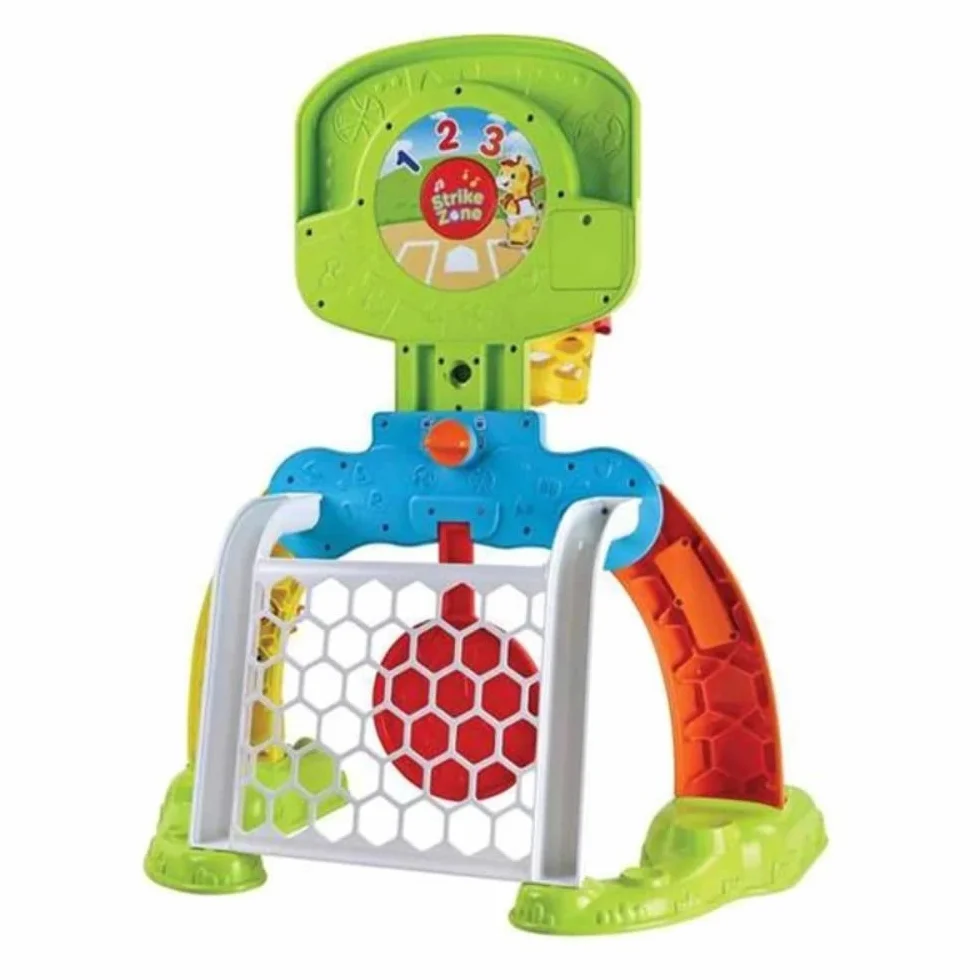 VTech Baby Centro de Deportes Basket-GOL Portería fútbol Canasta Baloncesto Diana Efectos Especiales respuestas interactivas Tres Pelotas Marcador LED versión ESP