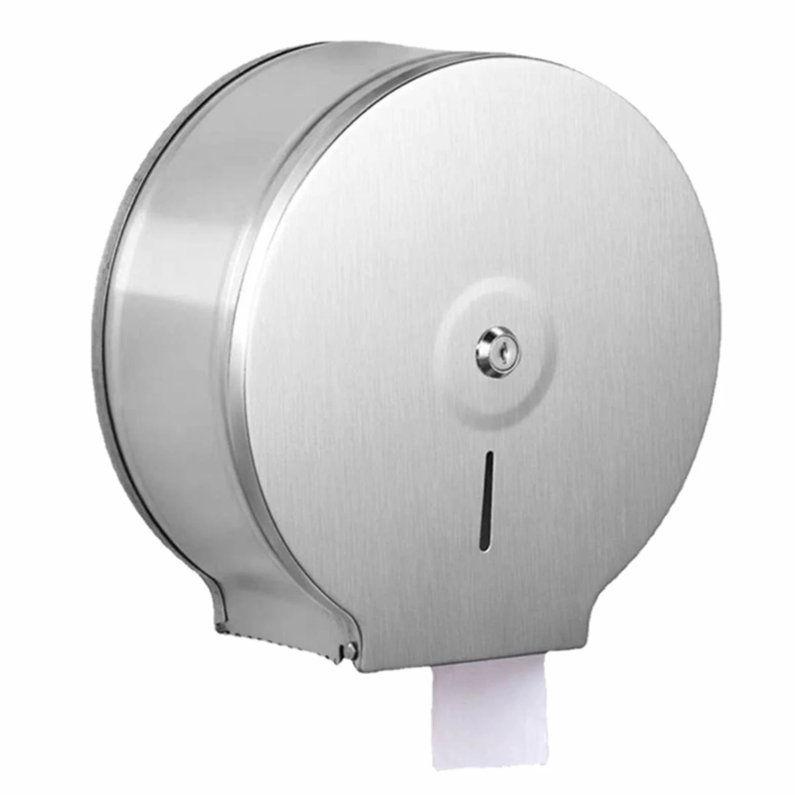Dispensador De Papel Higiénico De Acero Inoxidable, Soporte Comercial De Un Solo Rollo Redondo