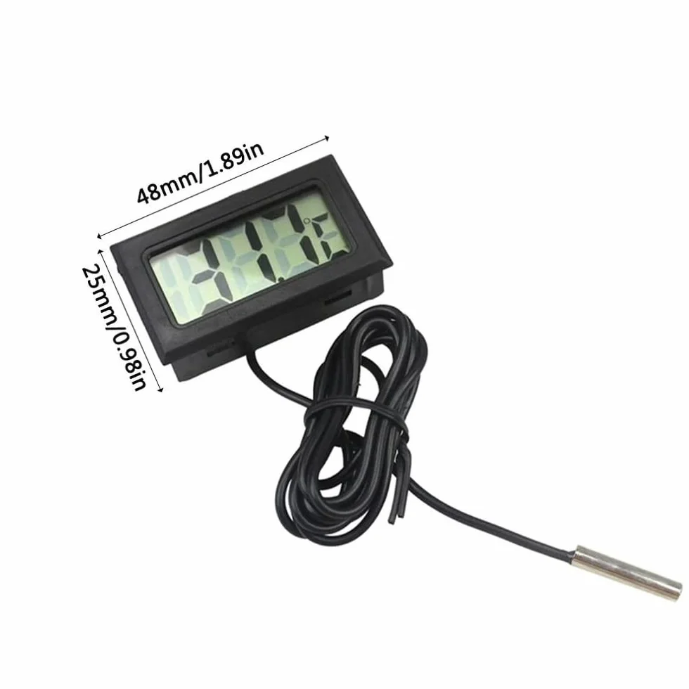 DollaTek Monitor de Temperatura Digital LCD Termómetro con Sonda Externa para Refrigerador Congelador Acuario - Negro