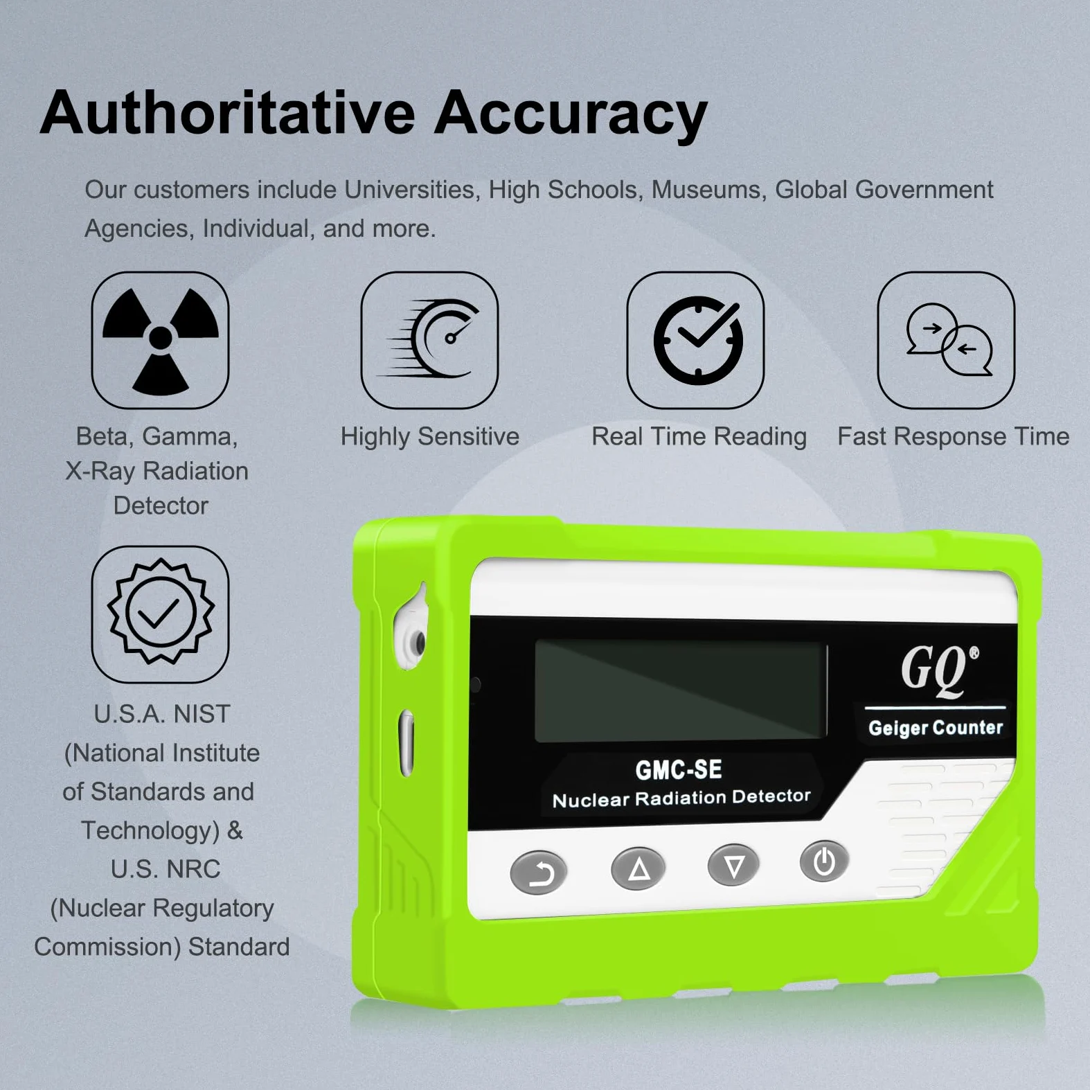 GQ GMC-SE Geiger - Detector de radiación con contador de rayos X beta gamma, medidor de radiación portátil, dosímetro digital de radiación nuclear, dispositivo de grabación automática de datos, funda
