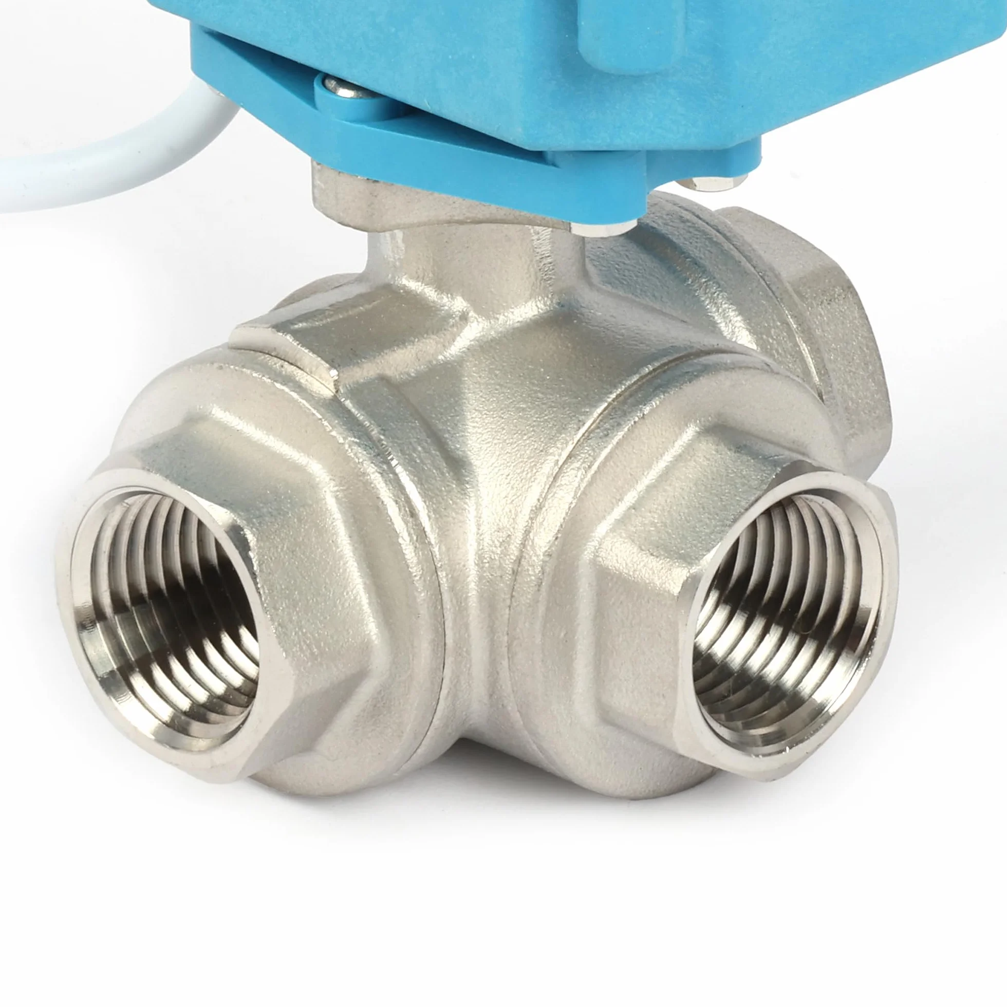 U.S. Solid Válvula motorizada 3 vías acero inoxidable: tipo T - eléctrica válvula con función manual, puerto estándar (1/2", AC110-230V)