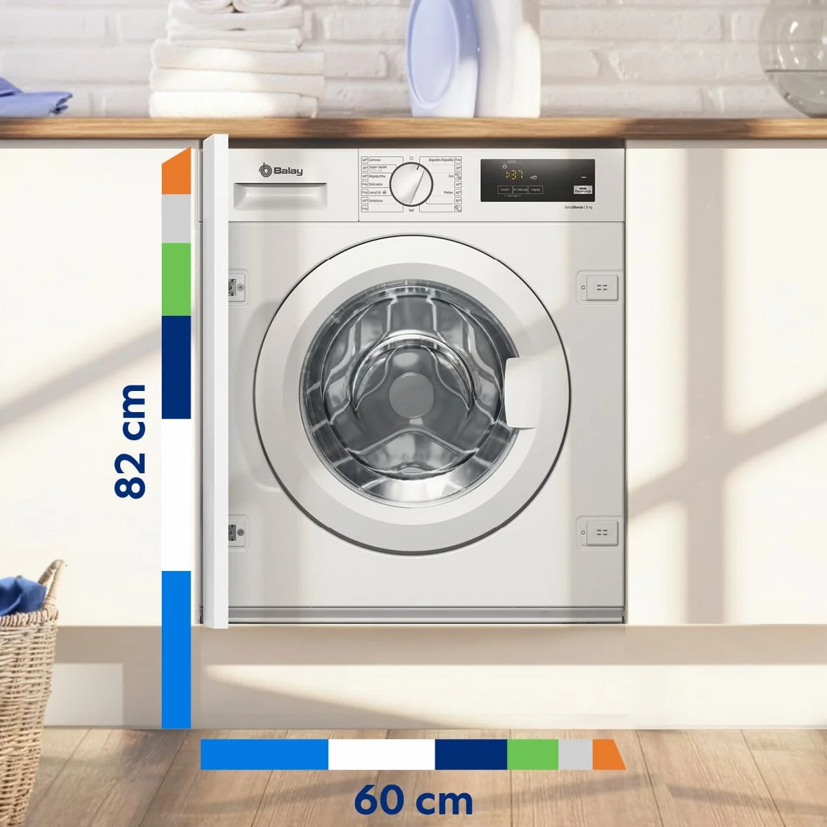 Balay Lavadora Integrable 60 cm Motor ExtraSilencio AquaControl Plus Blanco 3TI983B
