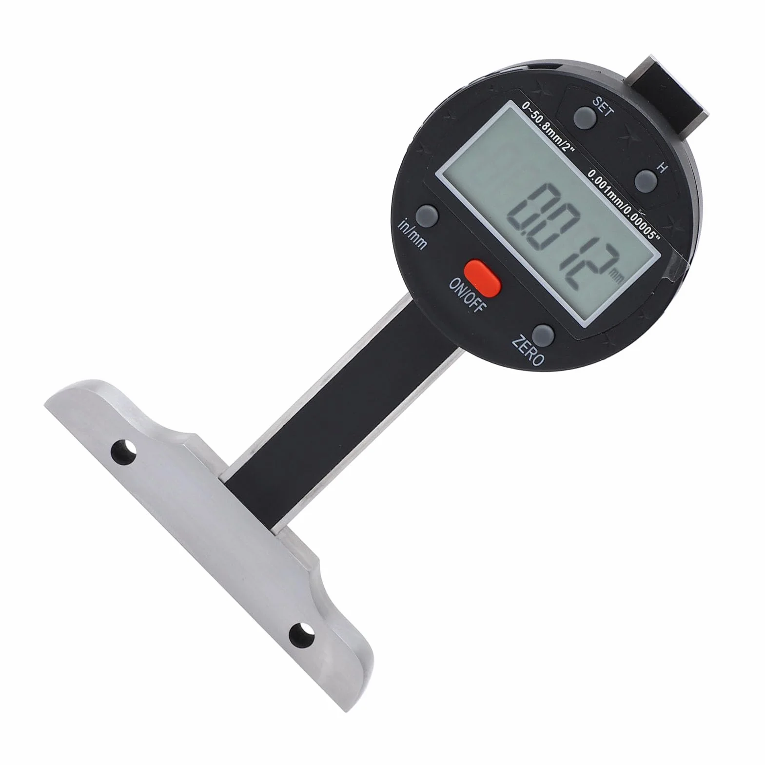 Medidor de profundidad digital LCD 0-50,8 mm USB base de acero aleado