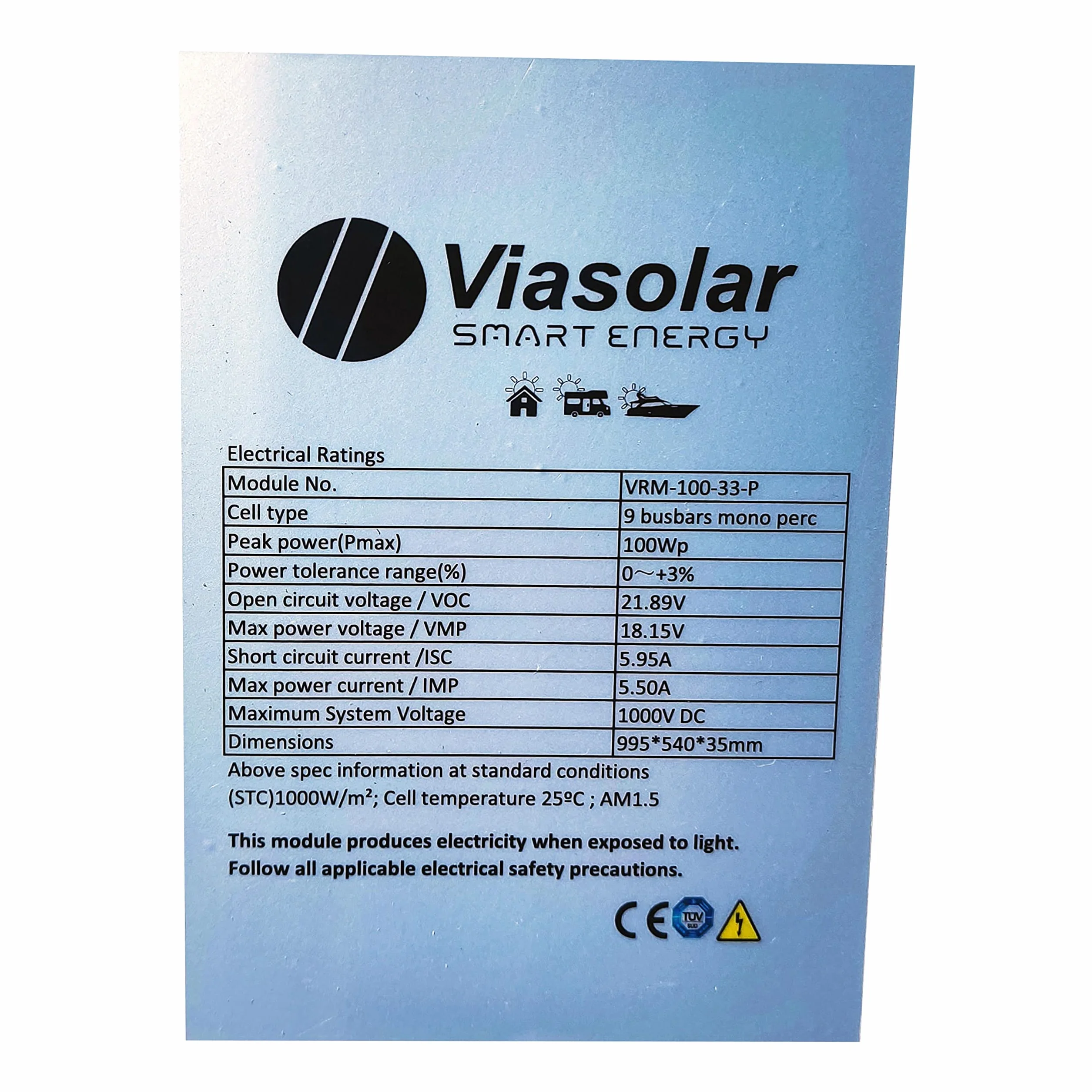 Kit 100W PRO 12V panel solar placa monocristalina Tecnología PERC alta eficiencia para caravanas autocaravanas