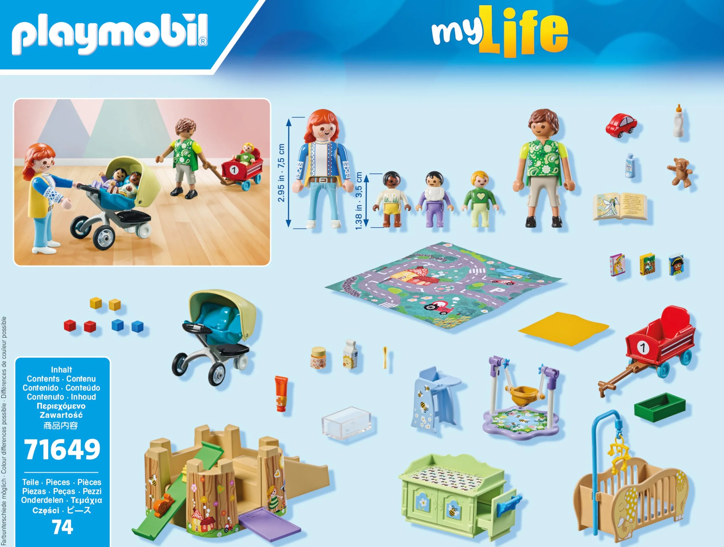 PLAYMOBIL MyLife Promo Pack 71649 Set Primera Infancia, 5 Figuras, Torre de Juegos, Tobogán, Accesorios, Juguetes para niños y niñas a Partir de 4 años