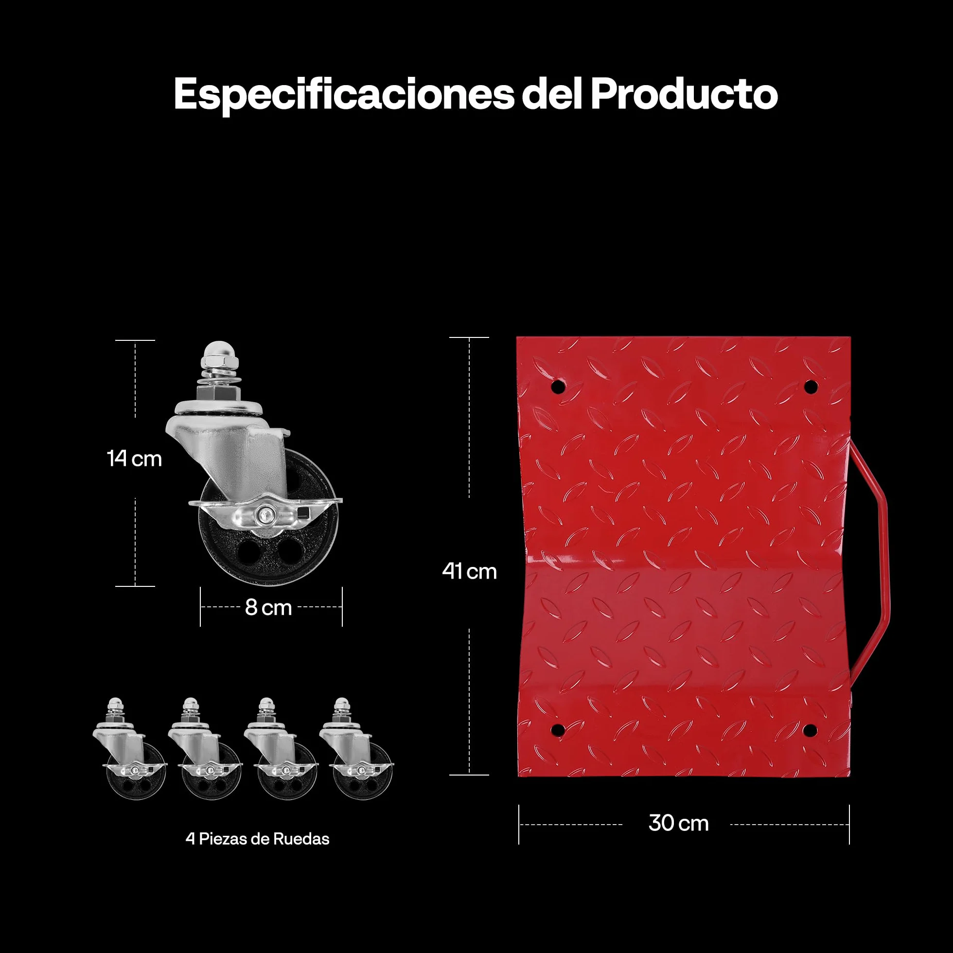 VIVOHOME Carro de Manipulación de Coches 4 Piezas 680kg Capacidad Carga 2720kg en Total para Mover Coches Camiones y Motocicletas Rojo