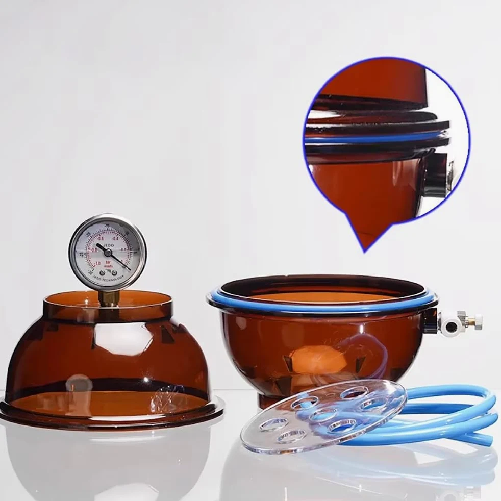 Desecador de Vacío de Plástico de 150 Ml, con Manómetro Y Válvula Simple, Contenedor de Conservación de Grado de Laboratorio.