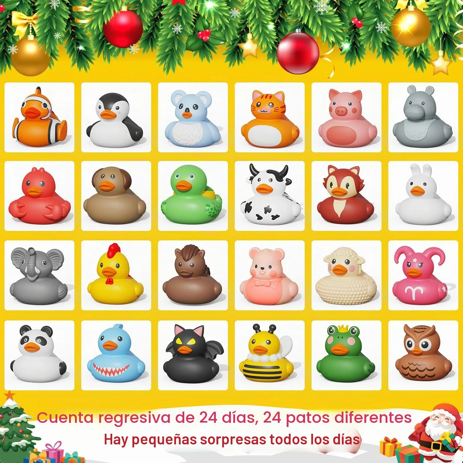 Grarain Calendario de Adviento para Niños 24 Días Juguetes de Baño Patos de Goma