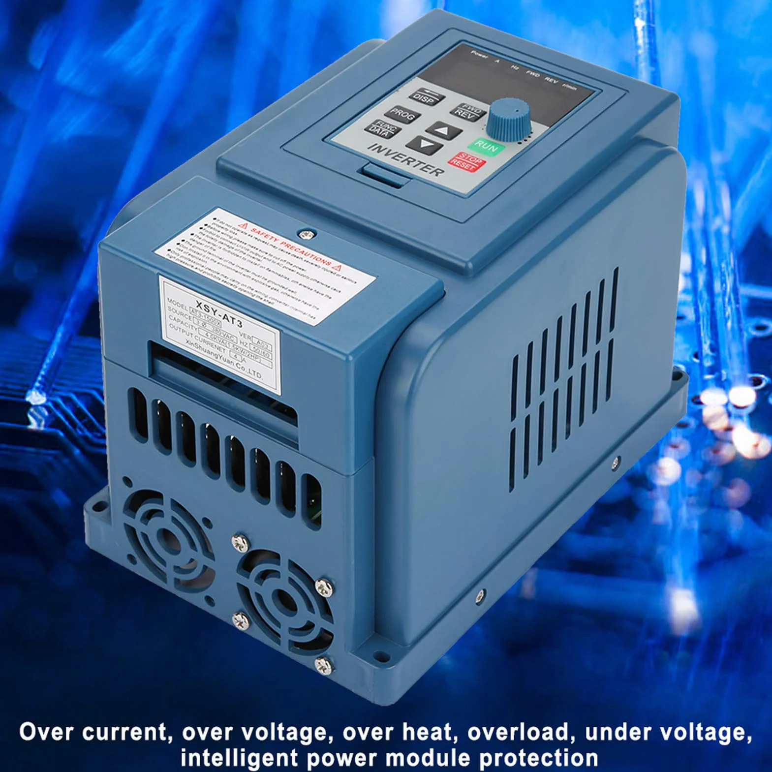 Wakects Variador de Frecuencia 380V AC 3 Fase 4a 1.5KW Controlador de Velocidad VFD para Motor Trifásico