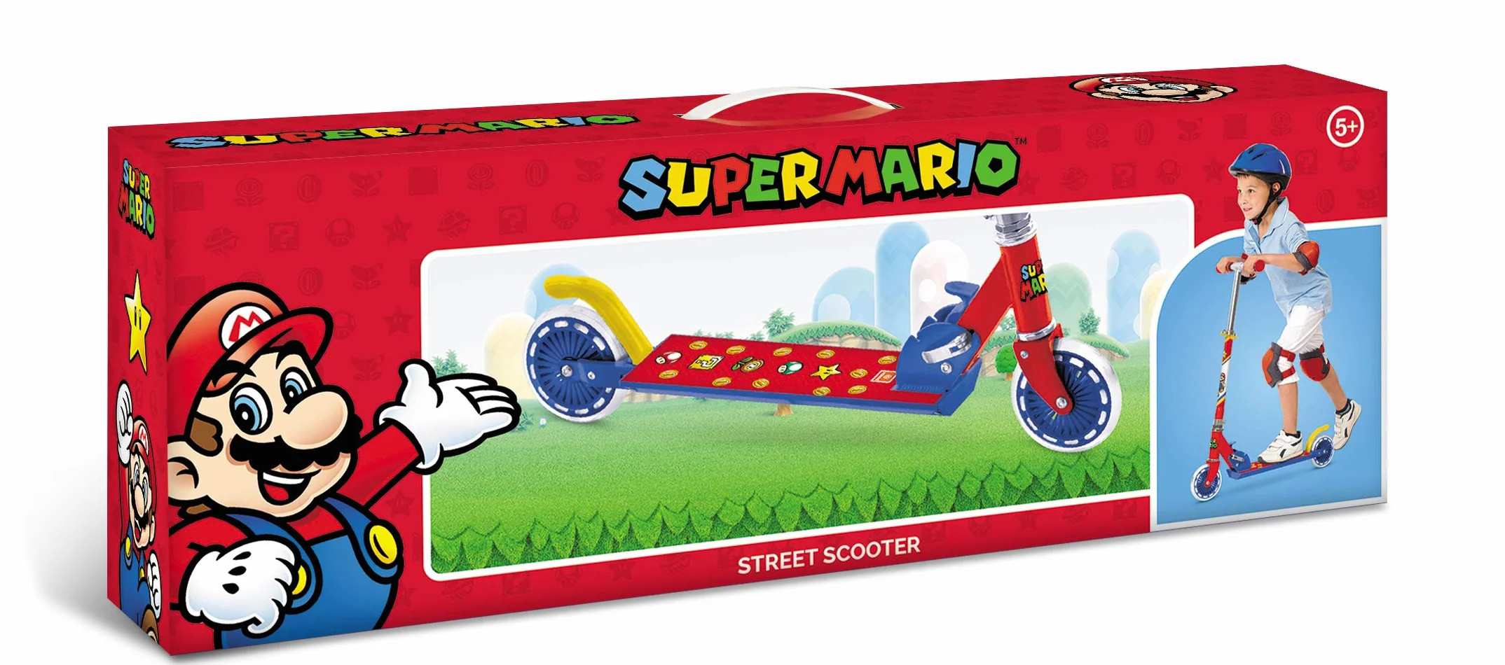 Mondo Toys Patinete de Aluminio Super Mario Manillar Ajustable 2 Ruedas