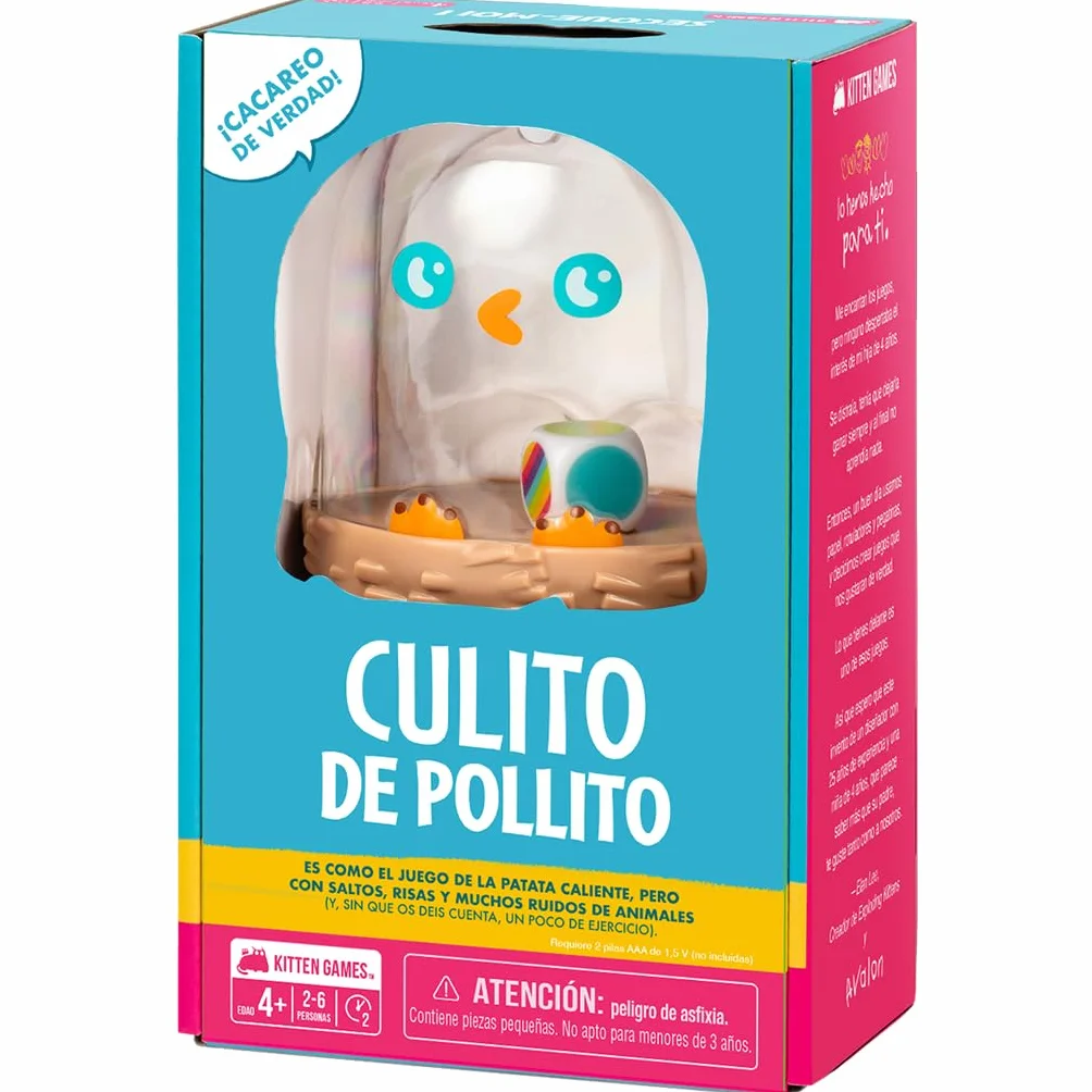 Asmodee Culito de Pollito Juego de Mesa Patata Caliente Saltos Risas Animales 4+ Años 2-6 Jugadores 15 Min Español