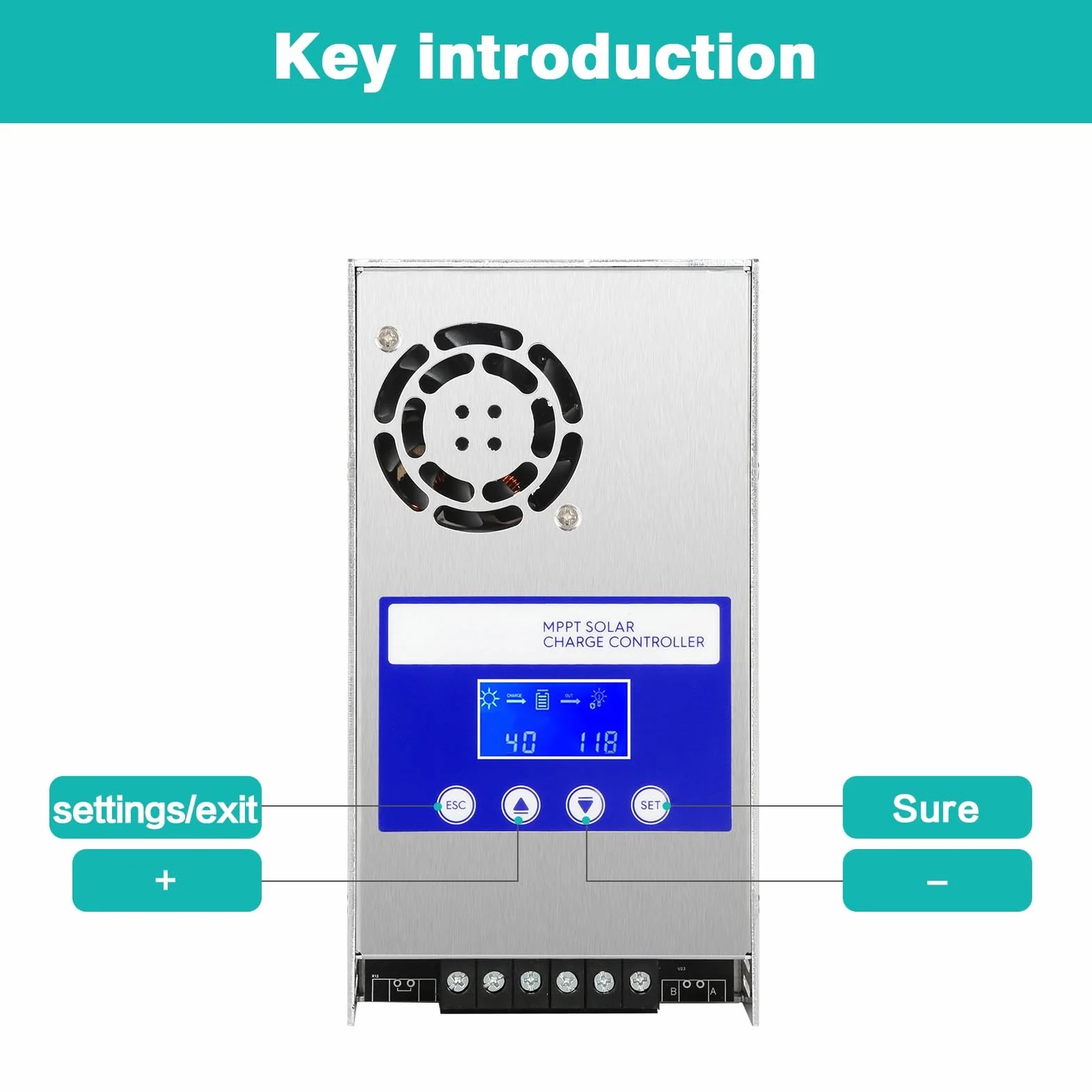 BuyWeek Regulador de carga solar MPPT 60A 12V/24V/36V/48V Controlador de Carga Solar con LCD Identificación automática voltaje Entrada máxima de 180V DC, for baterías de plomo-ácido y litio