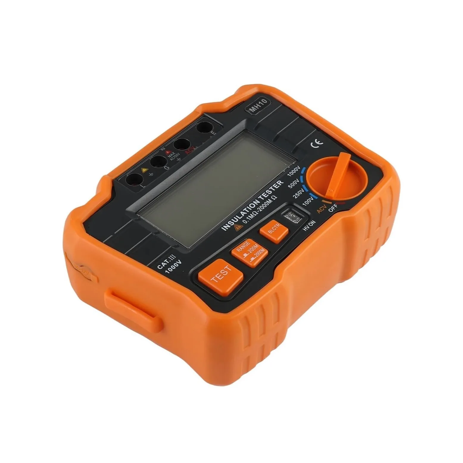 Probador Megger Megóhmetro digital MH10, comprobador de resistencia aislamiento, multímetro con pantalla LCD(Oranje)