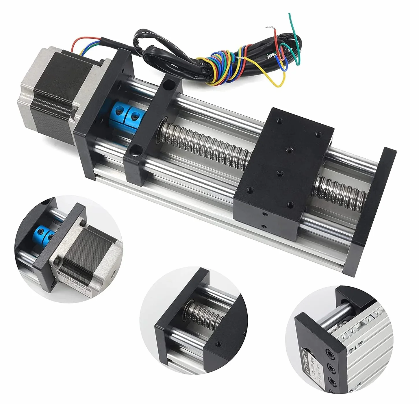 RATTMMOTOR Elevación del actuador lineal L-300 mm, husillo de bola, guía lineal CNC con motor paso a paso Nema23 1,8 °, 3 A, 1,2 N.m para fresadora CNC (EBX1605J).