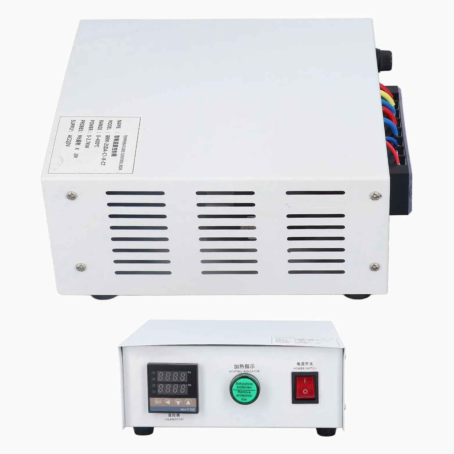 FTVOGUE Caja de Control de Temperatura PID Kit de Controlador de Temperatura Digital de Acero Inoxidable AC220V 32 a 752 Fahrenheit Tipo K Termopar Autoajuste para Hornos Máquinas de Estampado (tío