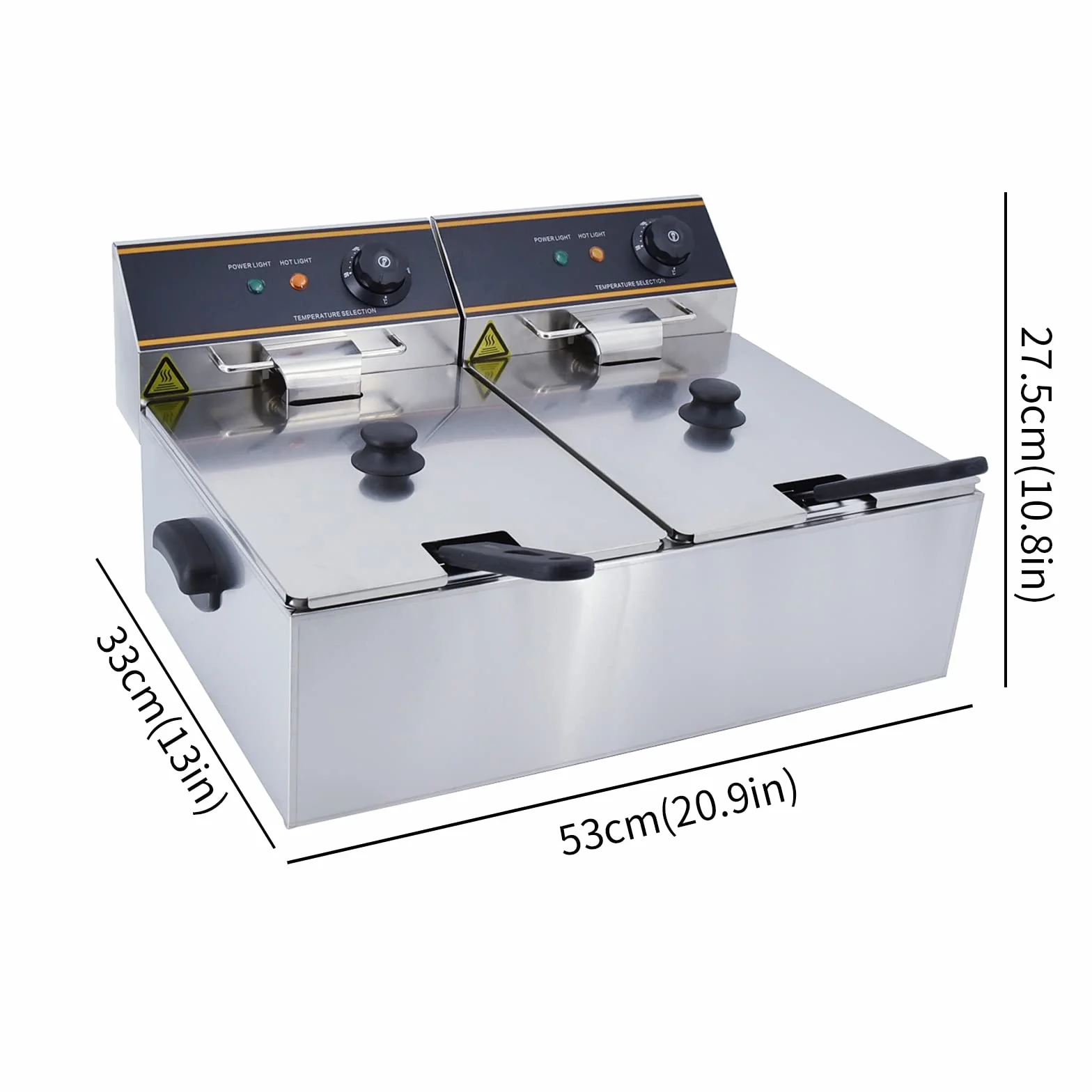 Freidora eléctrica Comercial Profesional de Acero Inoxidable para Restaurante y Uso Doméstico (12L)