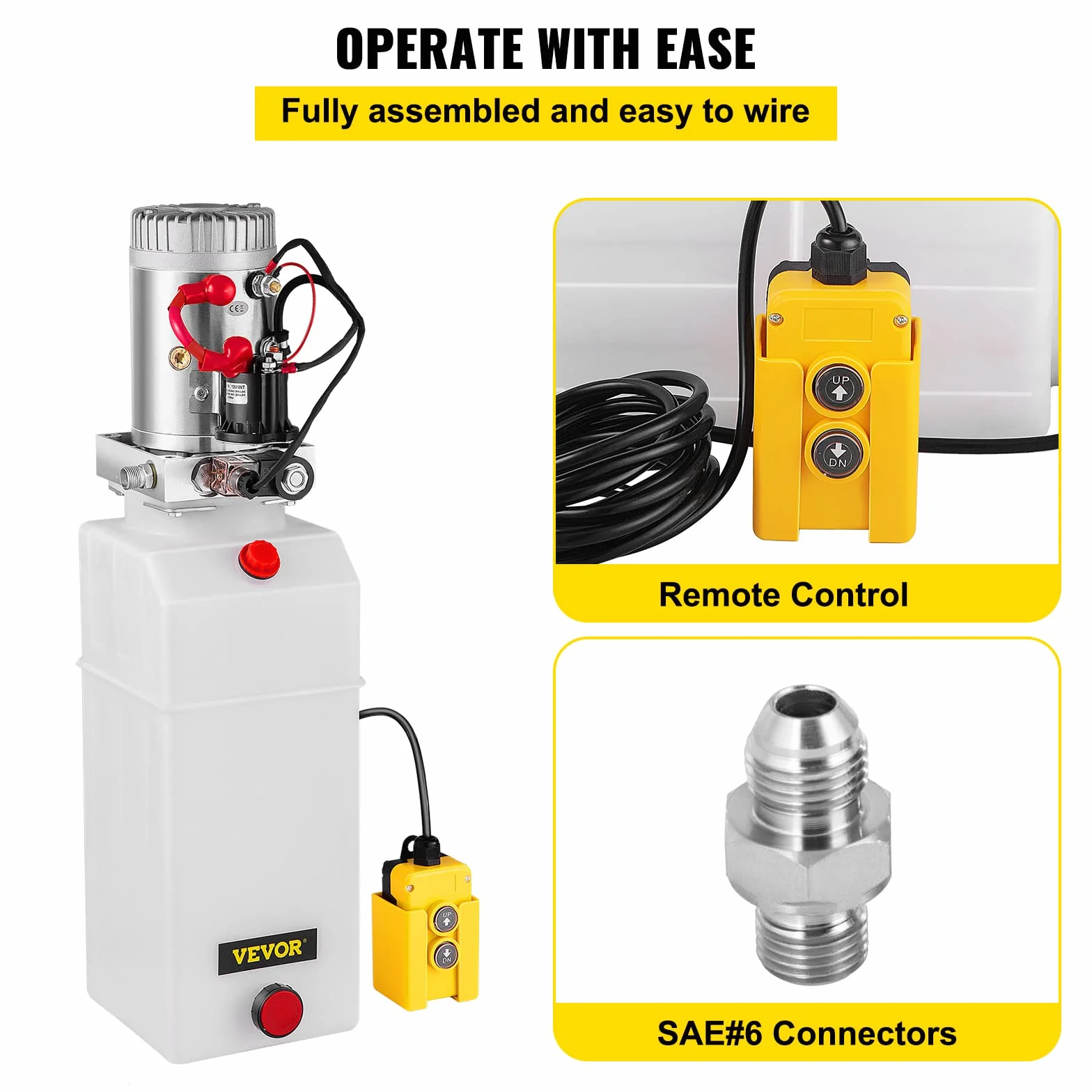 VEVOR Bomba Hidráulica con Simple Efecto 8L para Remolque de Coches Depósito de Plástico Bomba Hidráulica Remolque Tanque 12V Bomba Hidráulica con Efecto Simple para Remolque Volquete