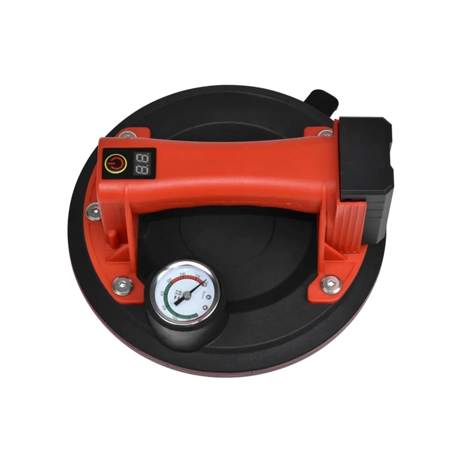 Ventosa de vidrio al vacío eléctrica de 8 pulgadas con reposición automática de aire y manómetro, chasis de goma de doble capa(Rot)