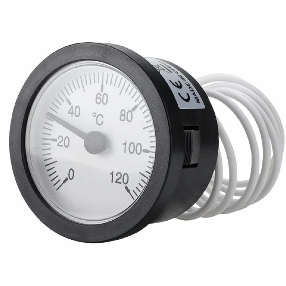 Termómetro de esfera con sensor capilar 0-120 °C para líquidos y aceite